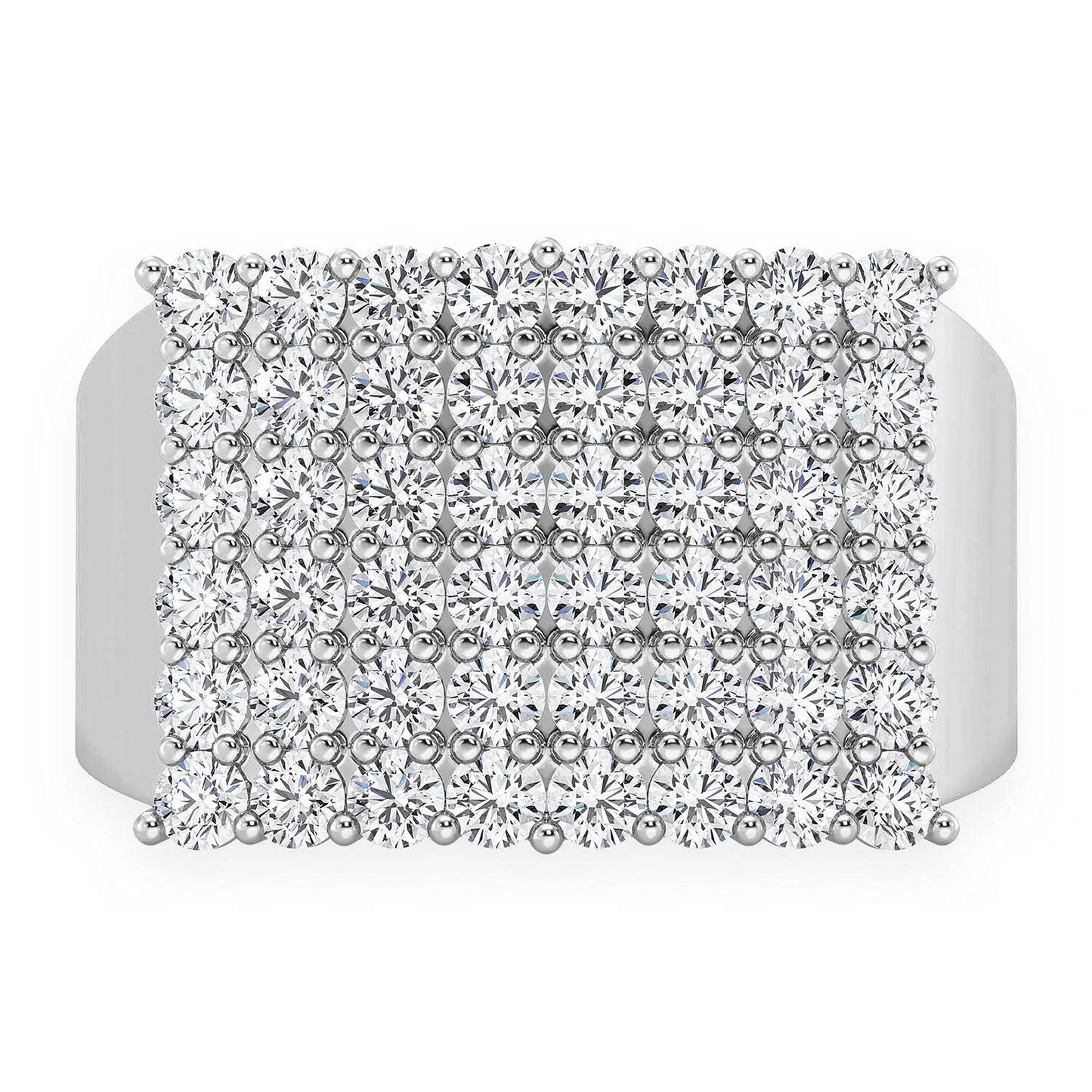 Curved Rectangle Diamond Ring in 14K white gold, front view