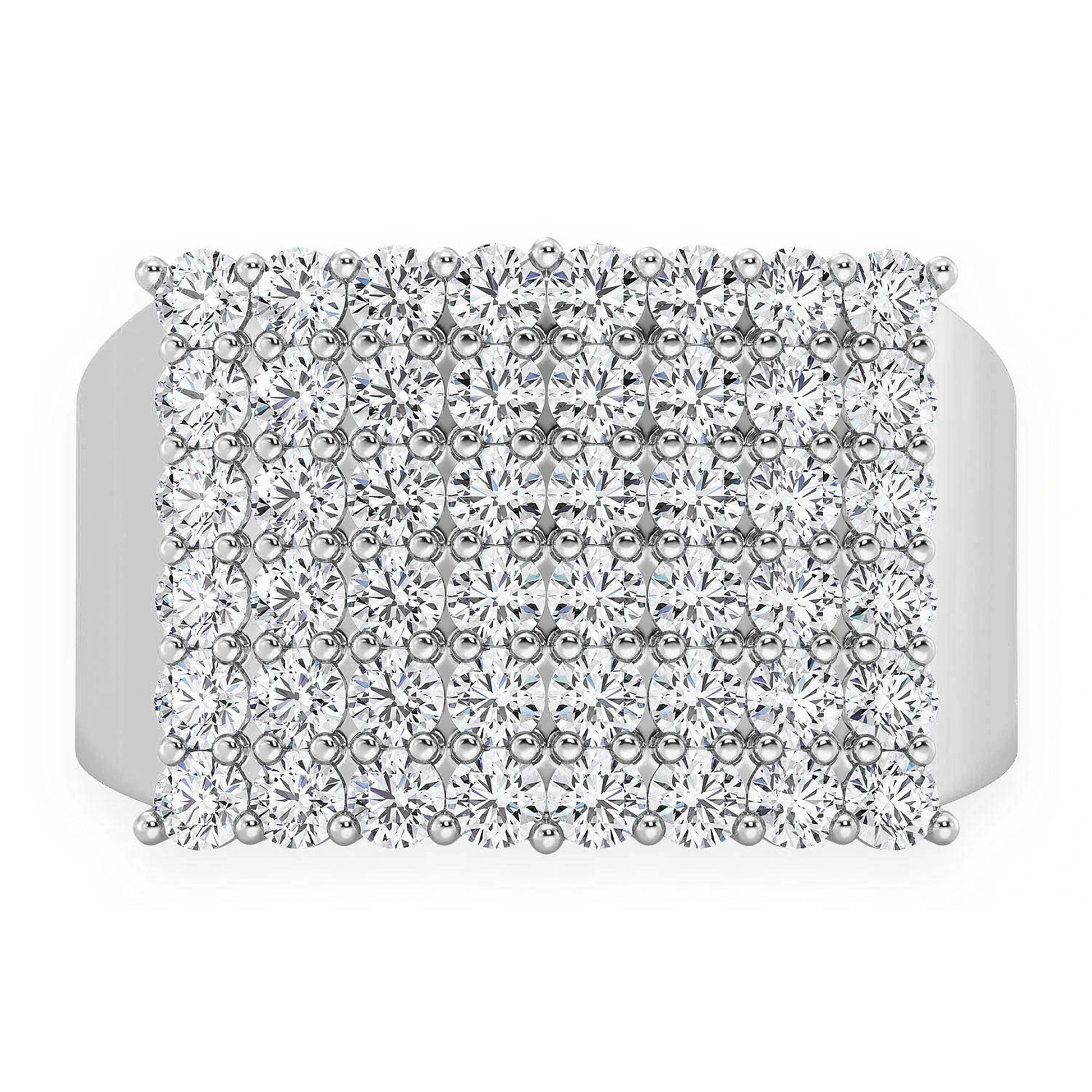 Curved Rectangle Diamond Ring in 14K white gold, front view