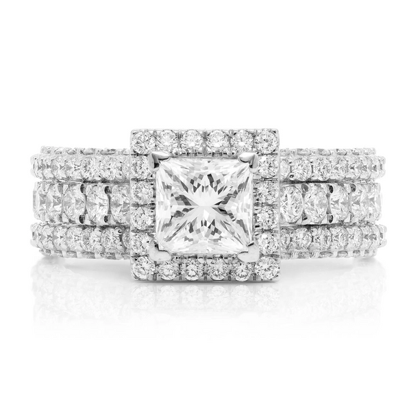 Princess Halo Three Row Diamond Ring