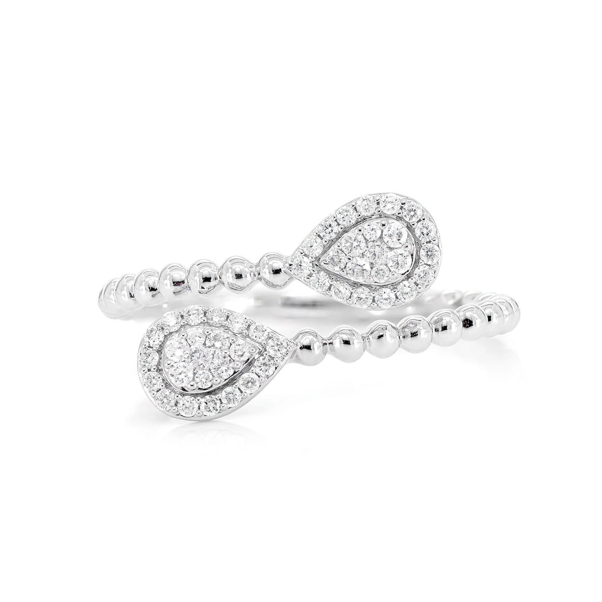 Pear Bezel Wrap Ring in 14K white gold, front view