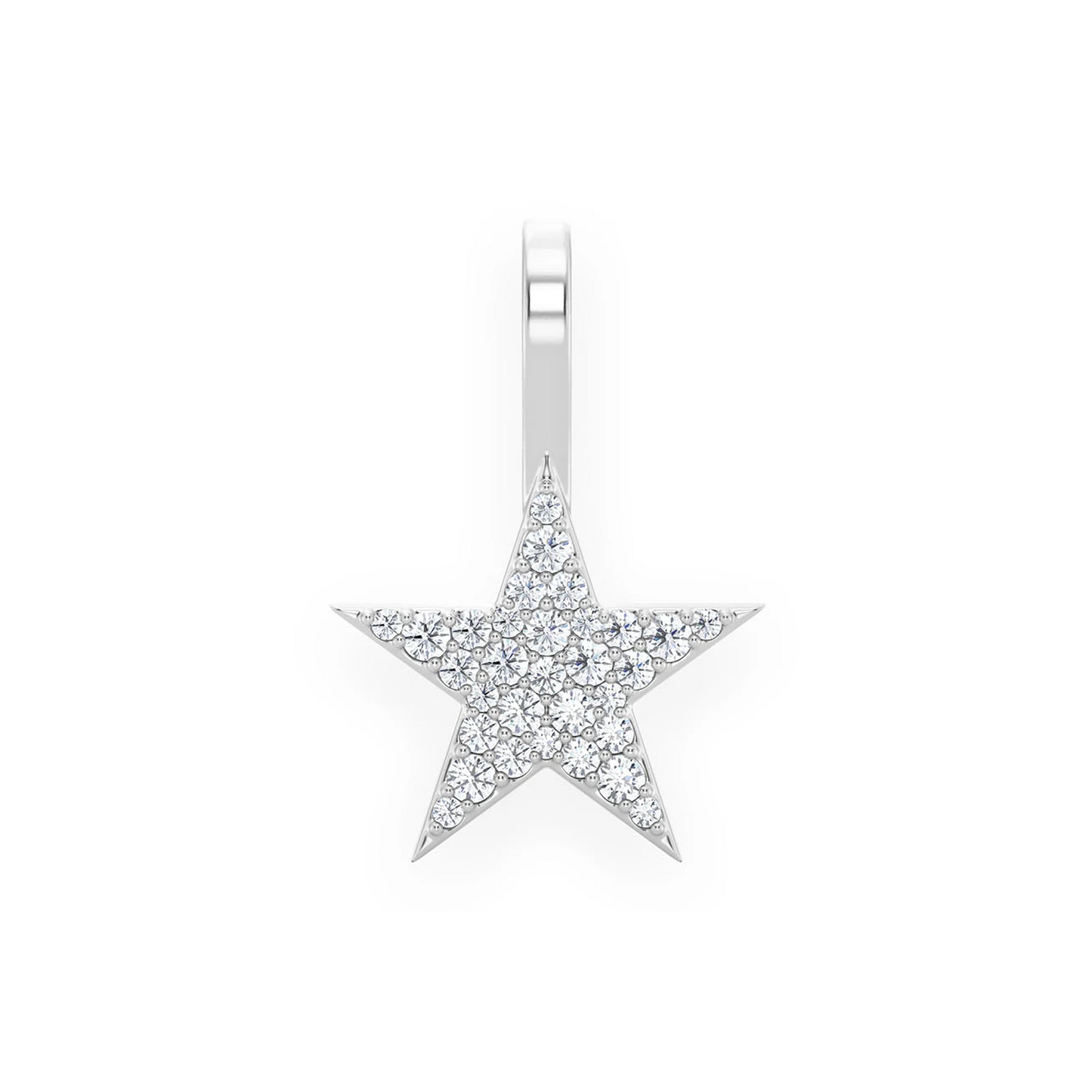 Five Point Star Diamond Pendant in 14K white gold, front view