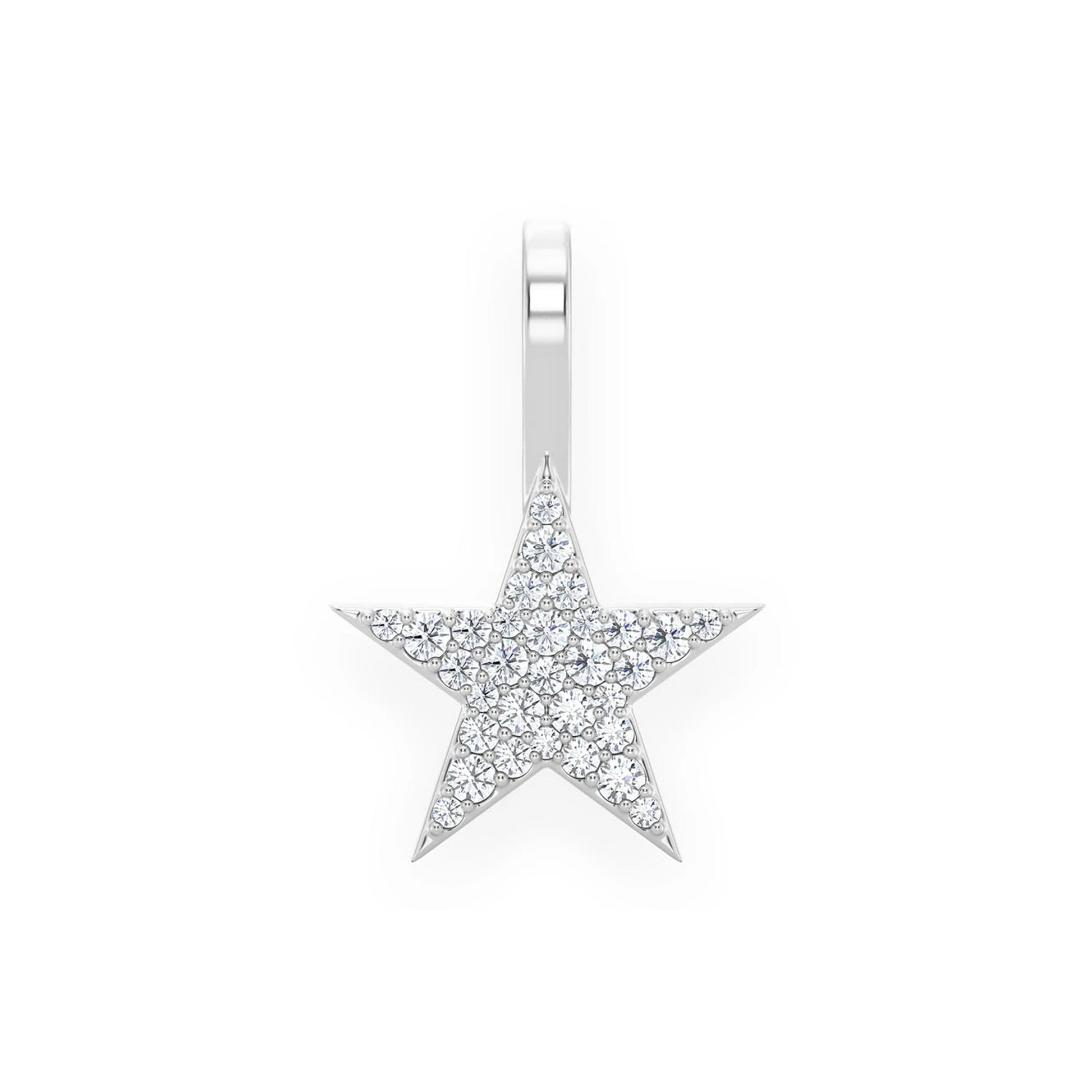 Five Point Star Diamond Pendant in 14K white gold, front view