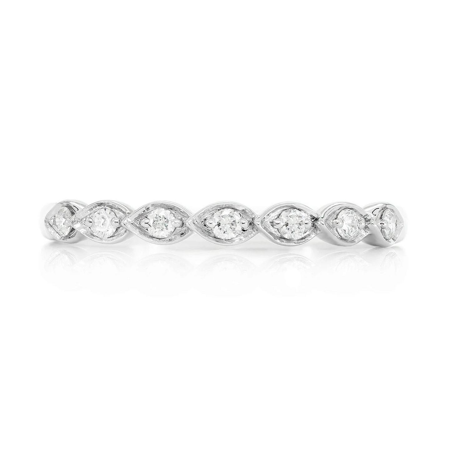 Marquise Single Row Ring in 14K white gold, front view