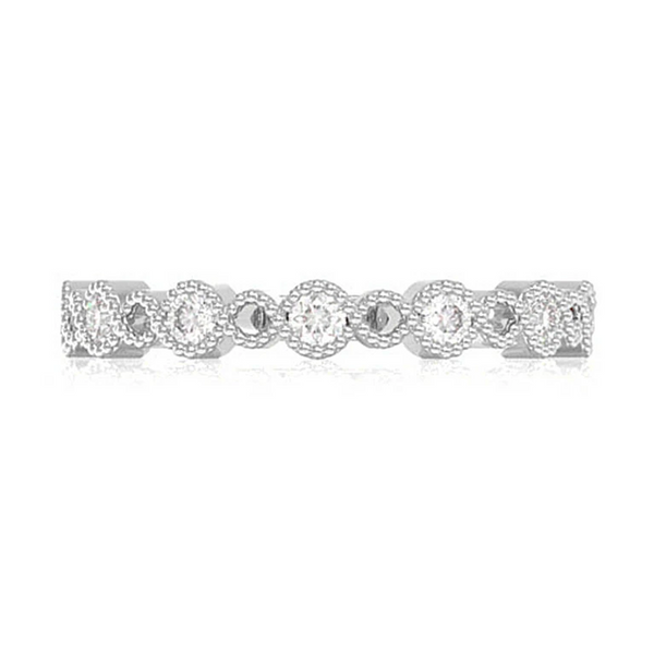 Circle Milgrain Twist Diamond Wedding Band Ring