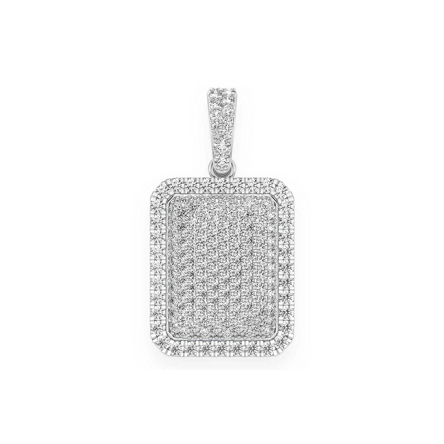 Rectangle Pillow Diamond Pendant in 14K white gold, front view