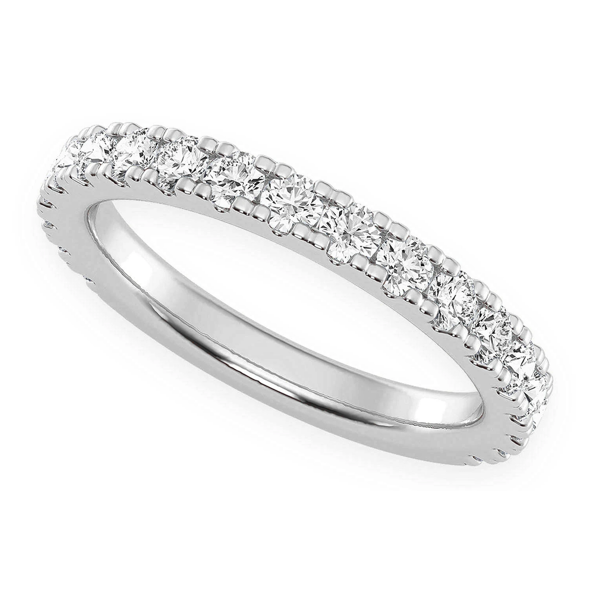 Signature Single Row Band Ring in 14K white gold, front view