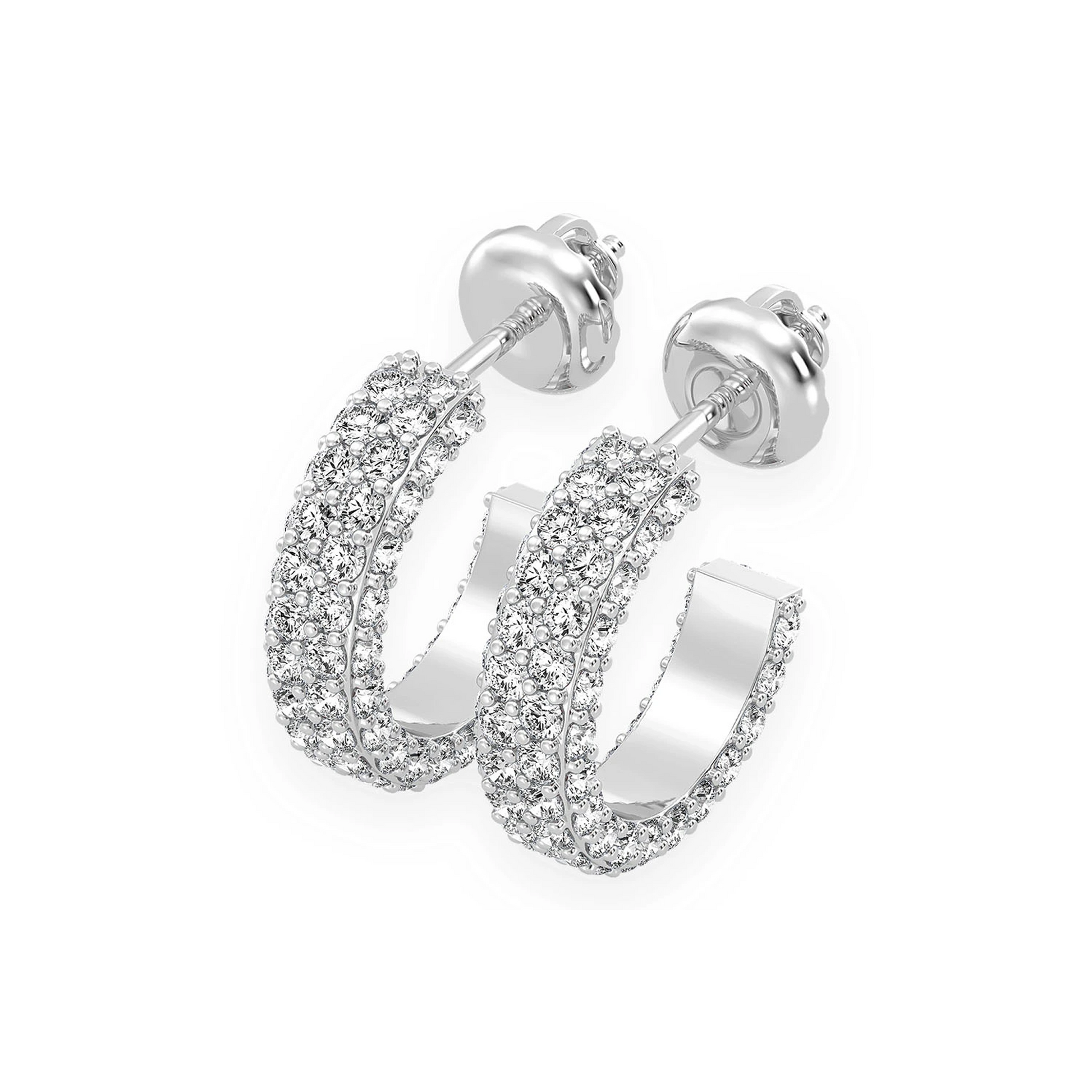Half Hoop Diamond Earrings in 14K white gold, front view