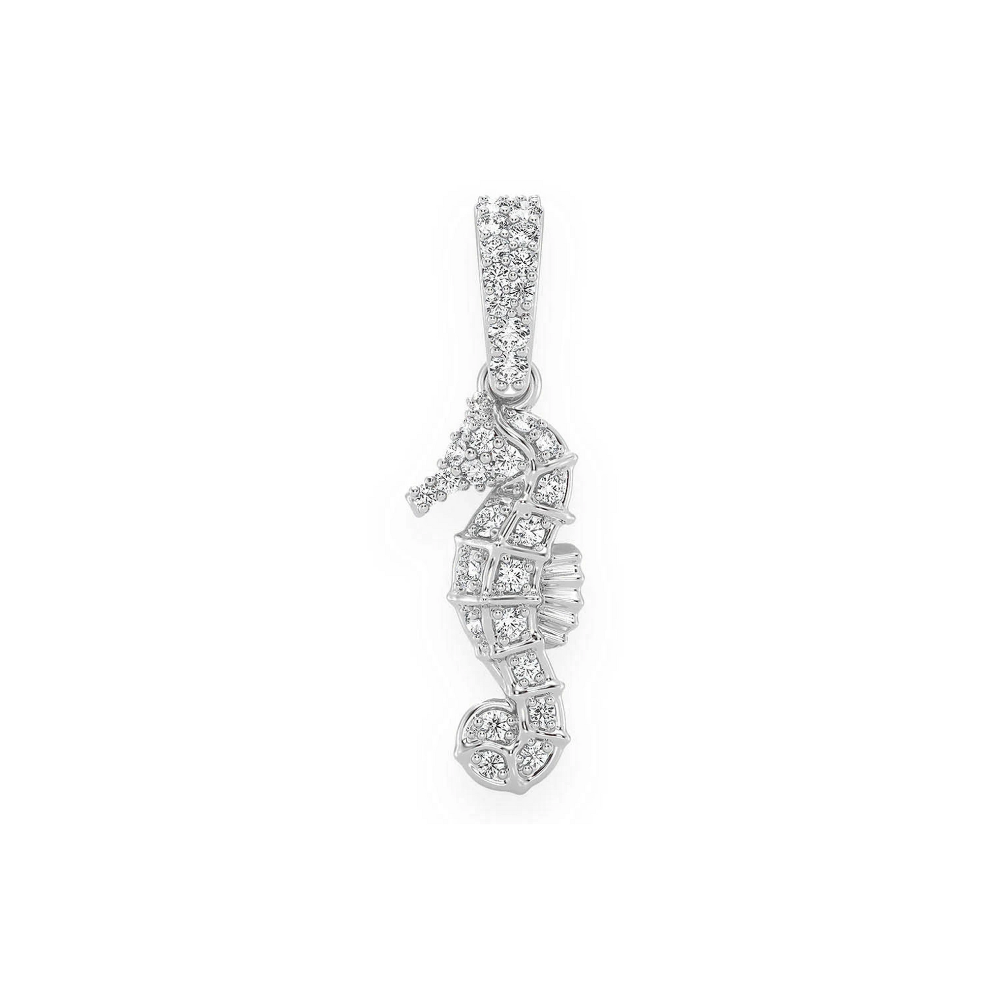 Seahorse Diamond Pendant in 14K white gold, front view