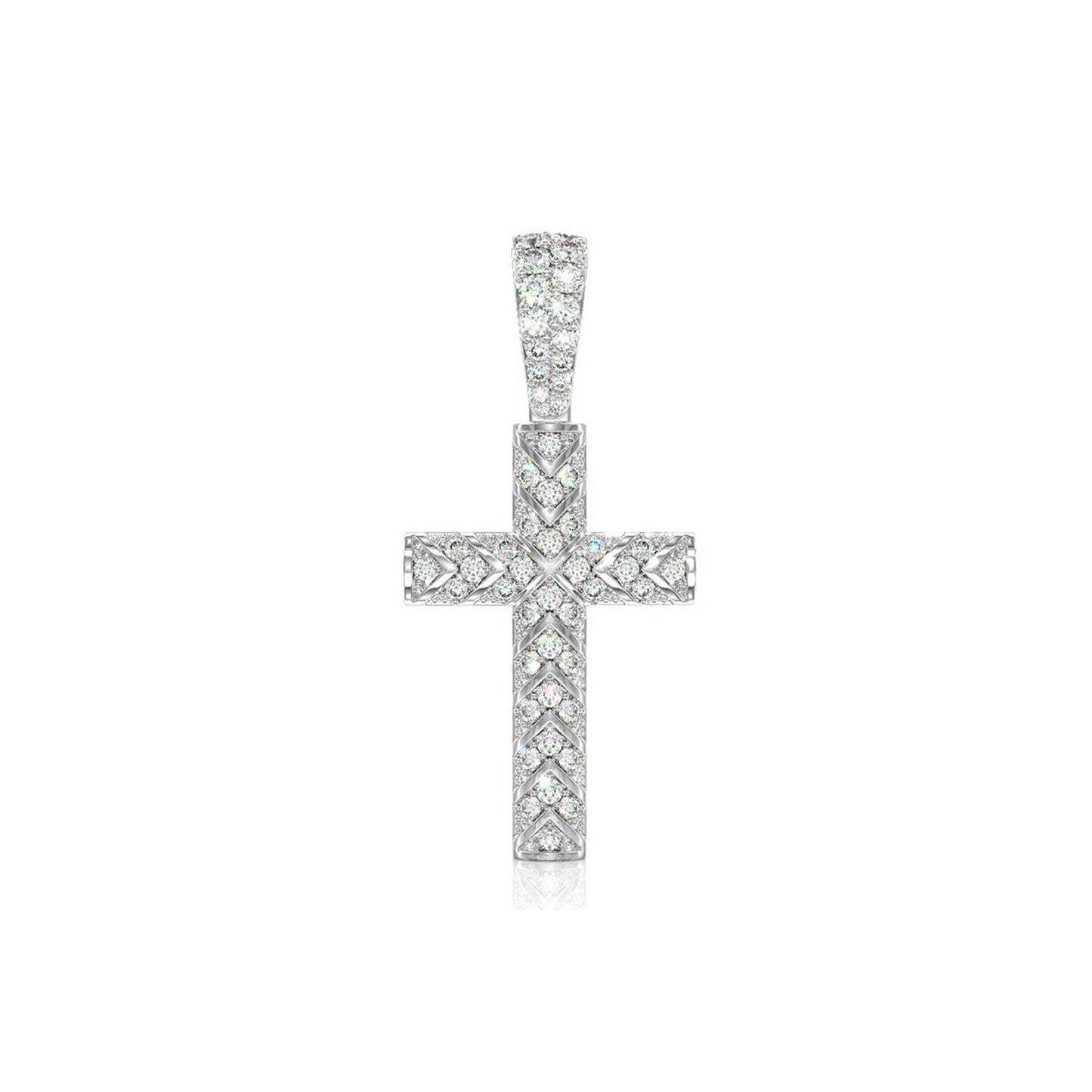 X Design Cross Pendant in 14K white gold, Set | 0.75ctw, front view