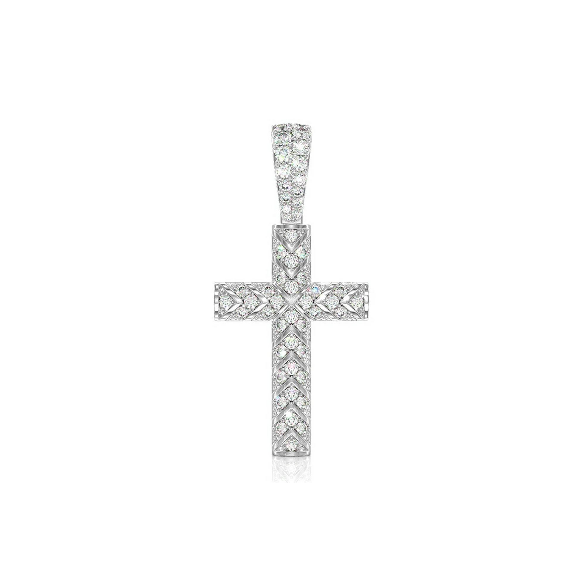 X Design Cross Pendant in 14K white gold, Set | 0.75ctw, front view