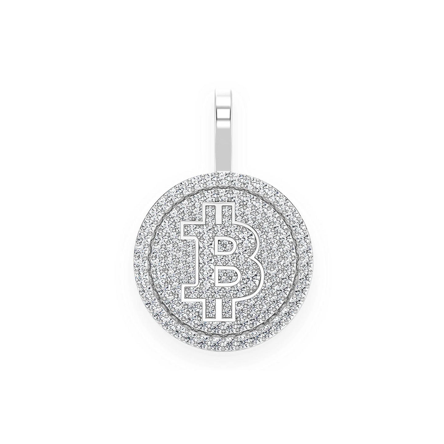 Bitcoin Diamond Pendant in 14K white gold, front view