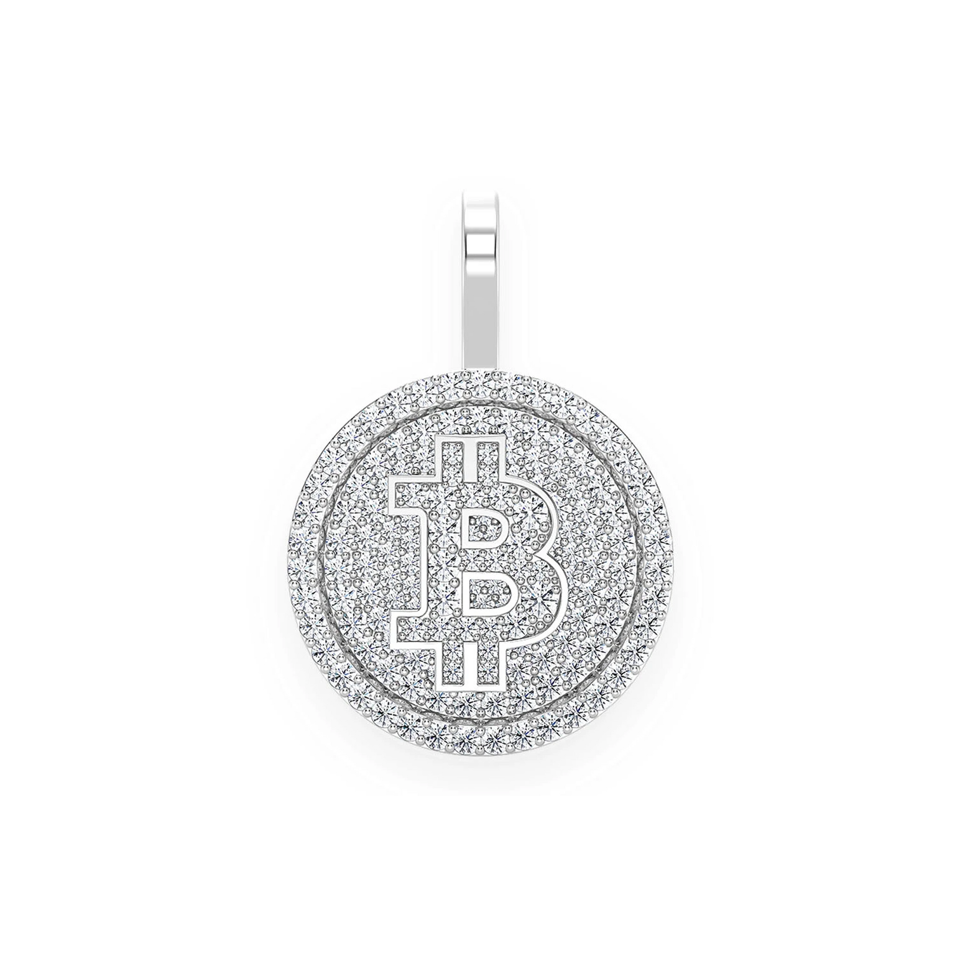 Bitcoin Diamond Pendant in 14K white gold, front view