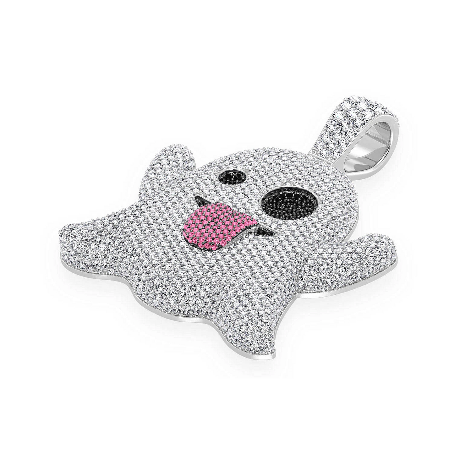 Ghost Ruby & Diamond Pendant in 14K white gold, 8.35ctw, angled view