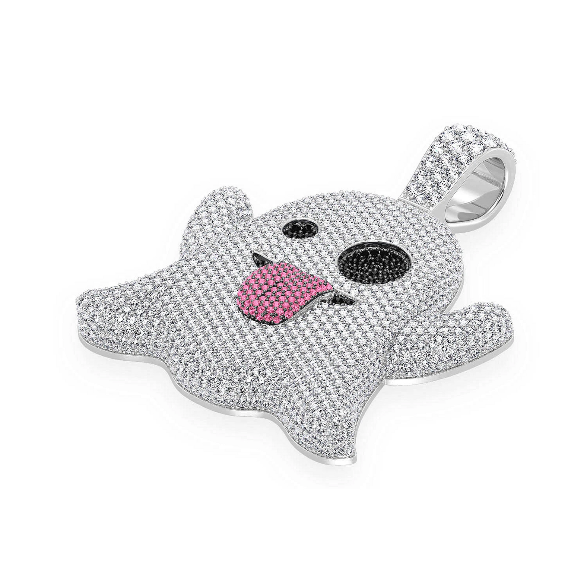 Ghost Ruby & Diamond Pendant in 14K white gold, 8.35ctw, angled view