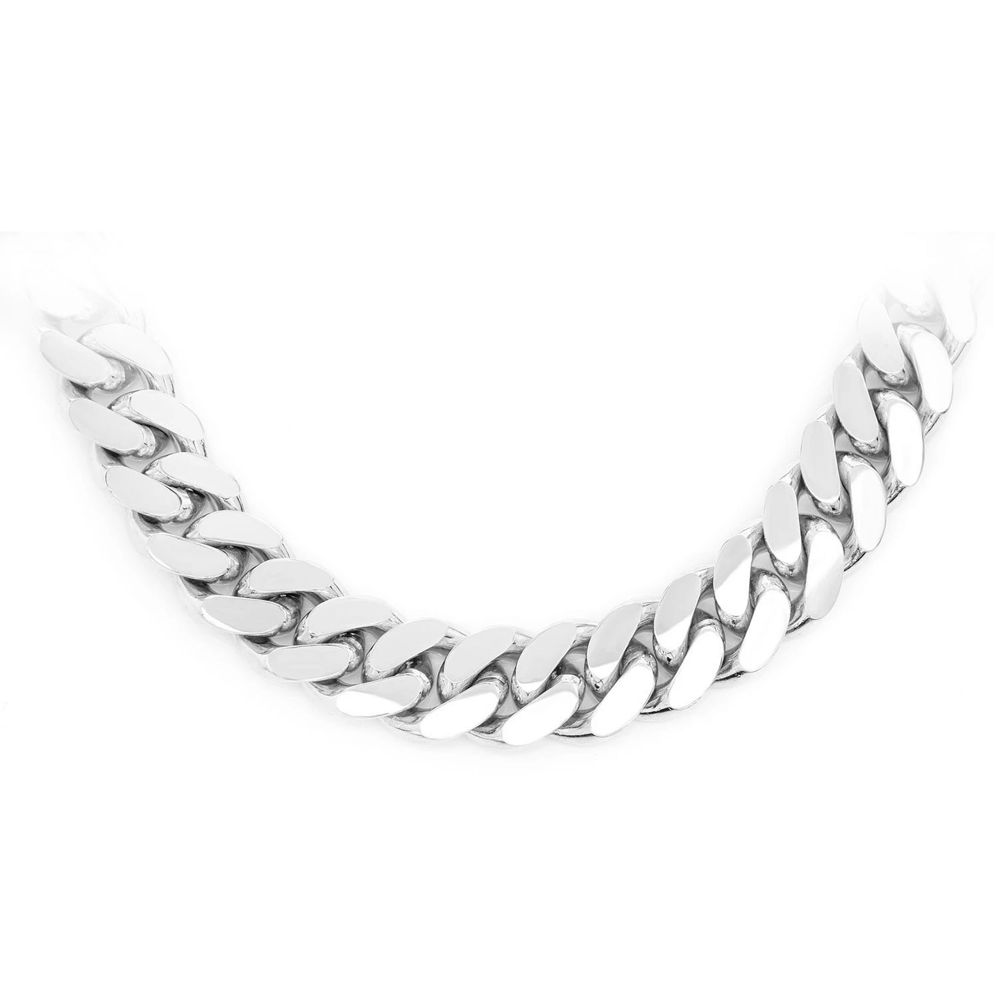 Miami Cuban Gold Chain in 14K white gold, 12mm width, front view