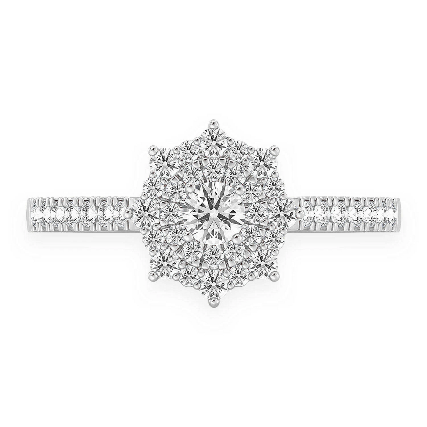 Single Band Diamond Engagement Ring in 14K white gold, front view