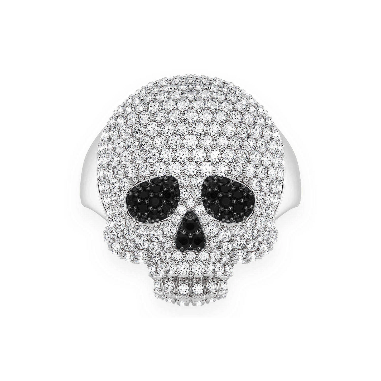 Jawless Skull Diamond Ring in 14K white gold, front view
