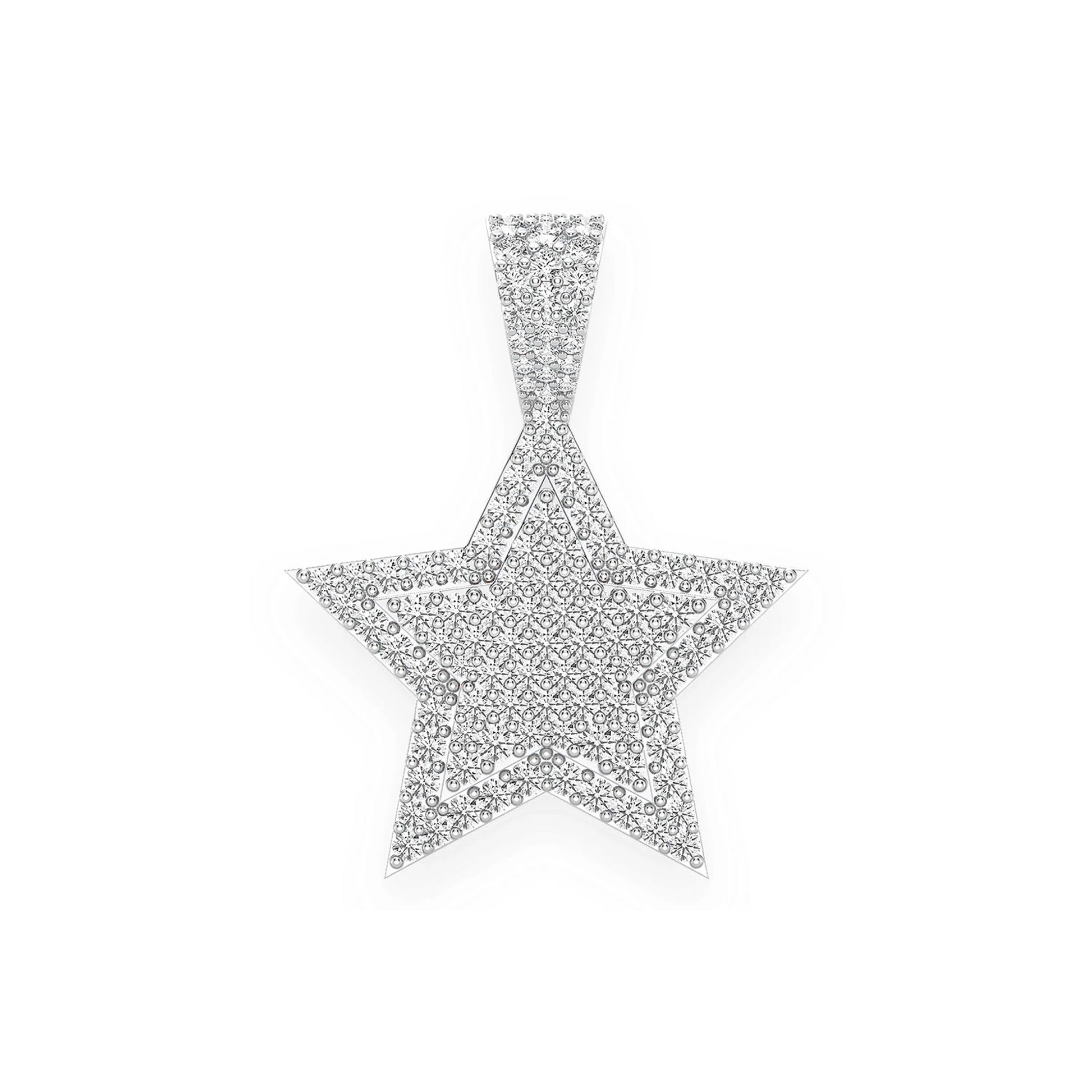 Double Layer Star Pendant in 14K white gold, front view