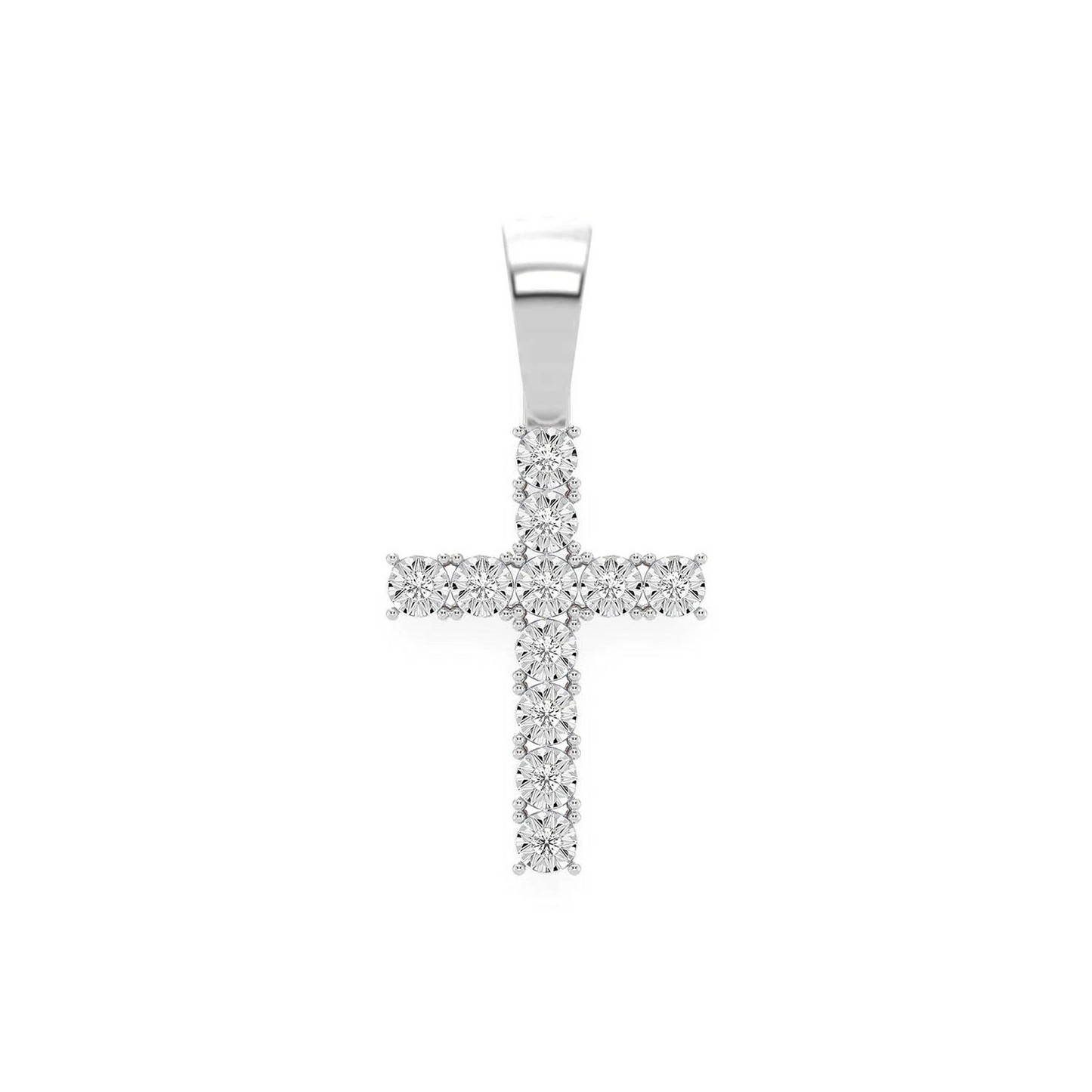 Miracle Diamond Cross in 14K white gold, front view