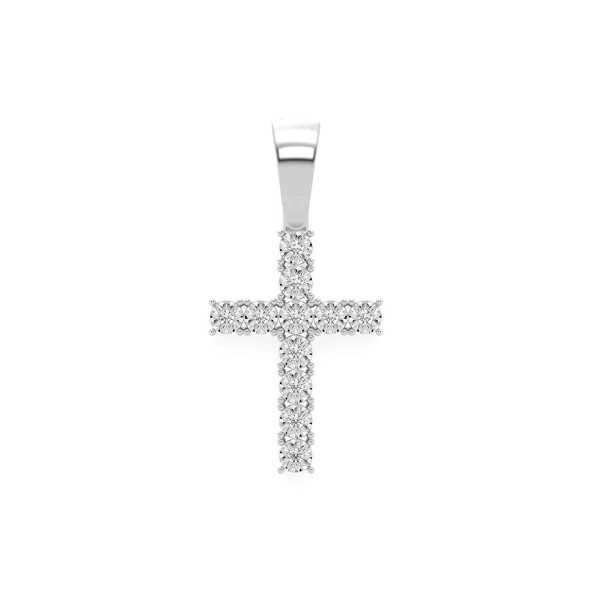 Miracle Diamond Cross in 14K white gold, front view