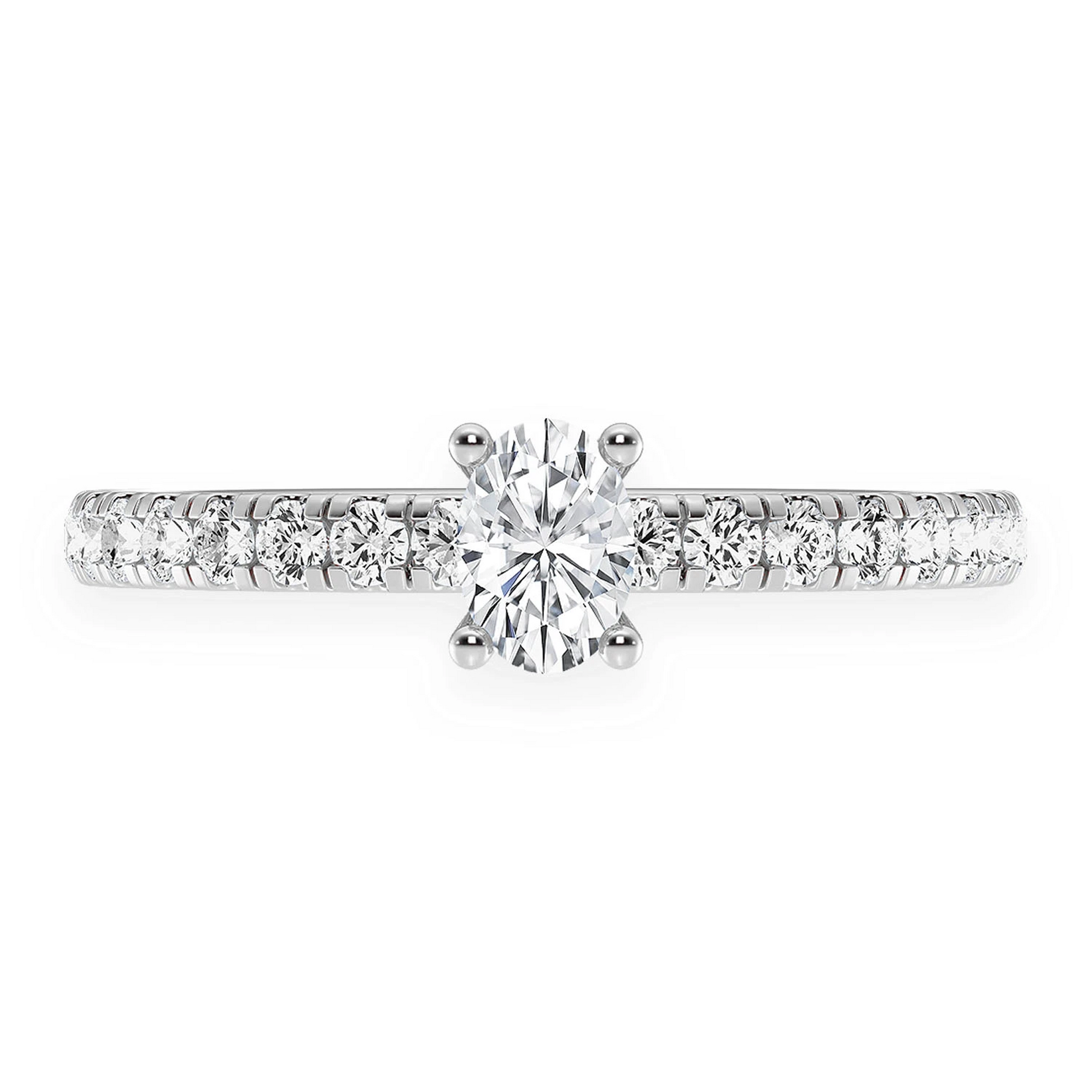One Row Under Halo Diamond Ring in 14K white gold, front view