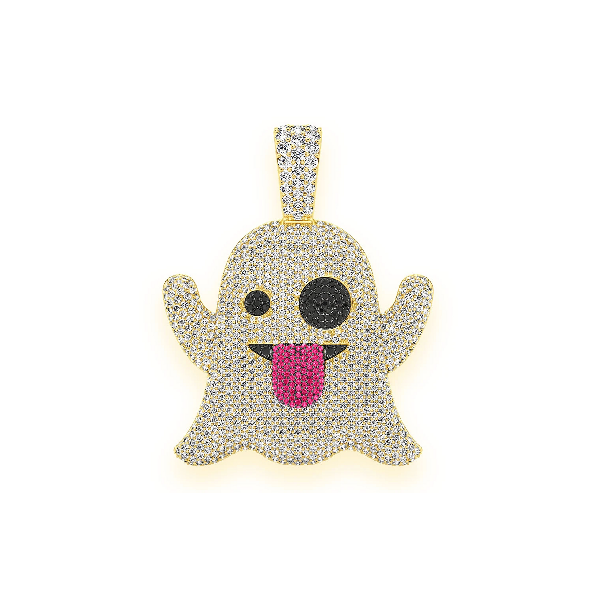 Ghost Ruby & Diamond Pendant in 14K yellow gold, 8.35ctw, front view