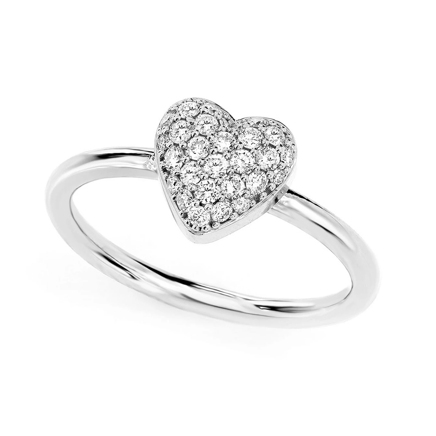 Bubbly Heart Diamond Ring in 14K white gold, 0.20ctw, angled view