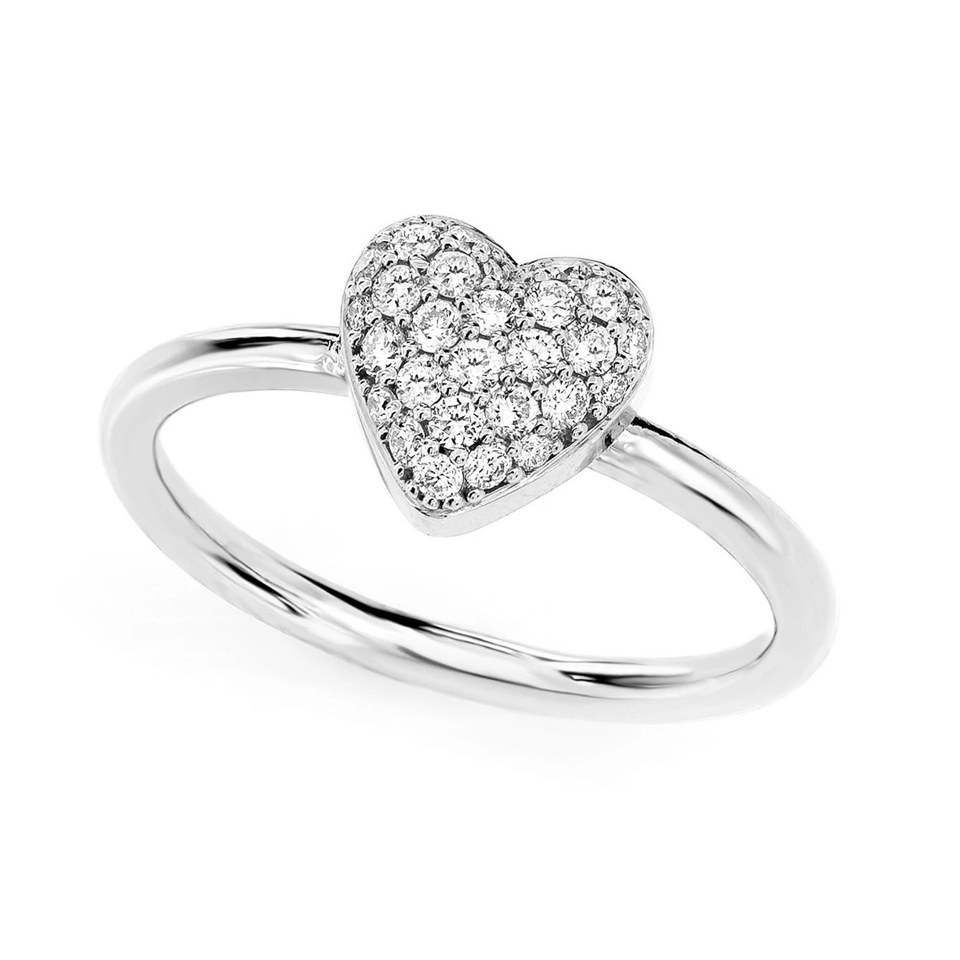 Bubbly Heart Diamond Ring in 14K white gold, 0.20ctw, angled view