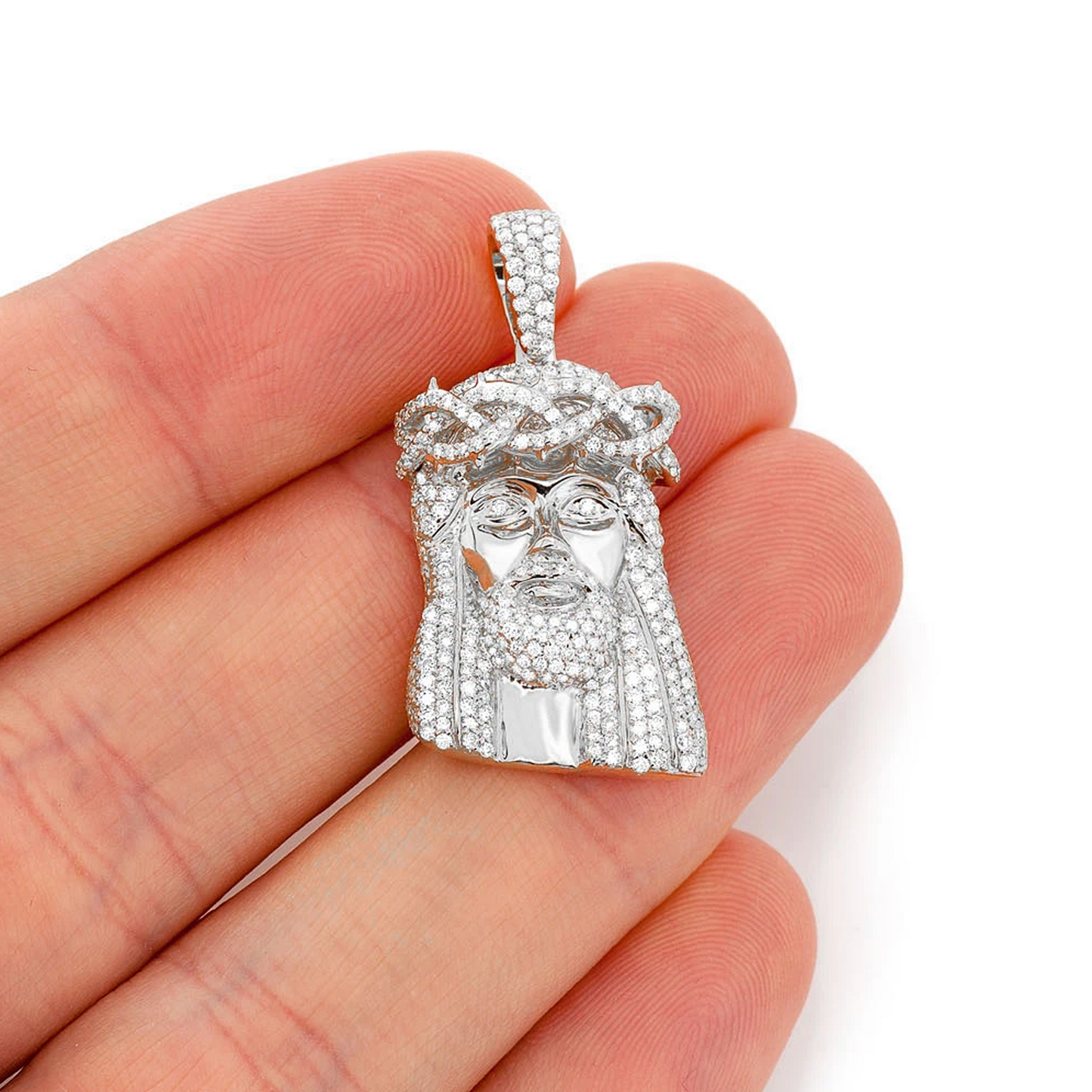 Heritage Jesus Piece in 14K white gold, Signature | 1.50ctw, angled view