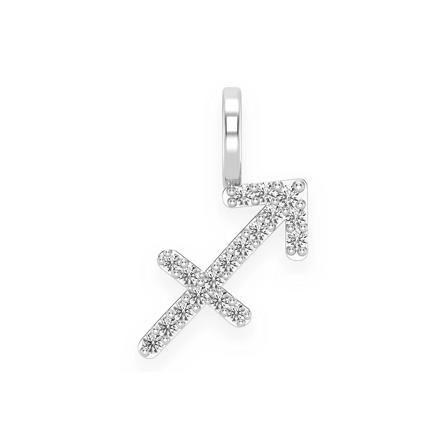 Astrology Zodiac Diamond Pendant in 14K white gold, Sagittarius design, front view