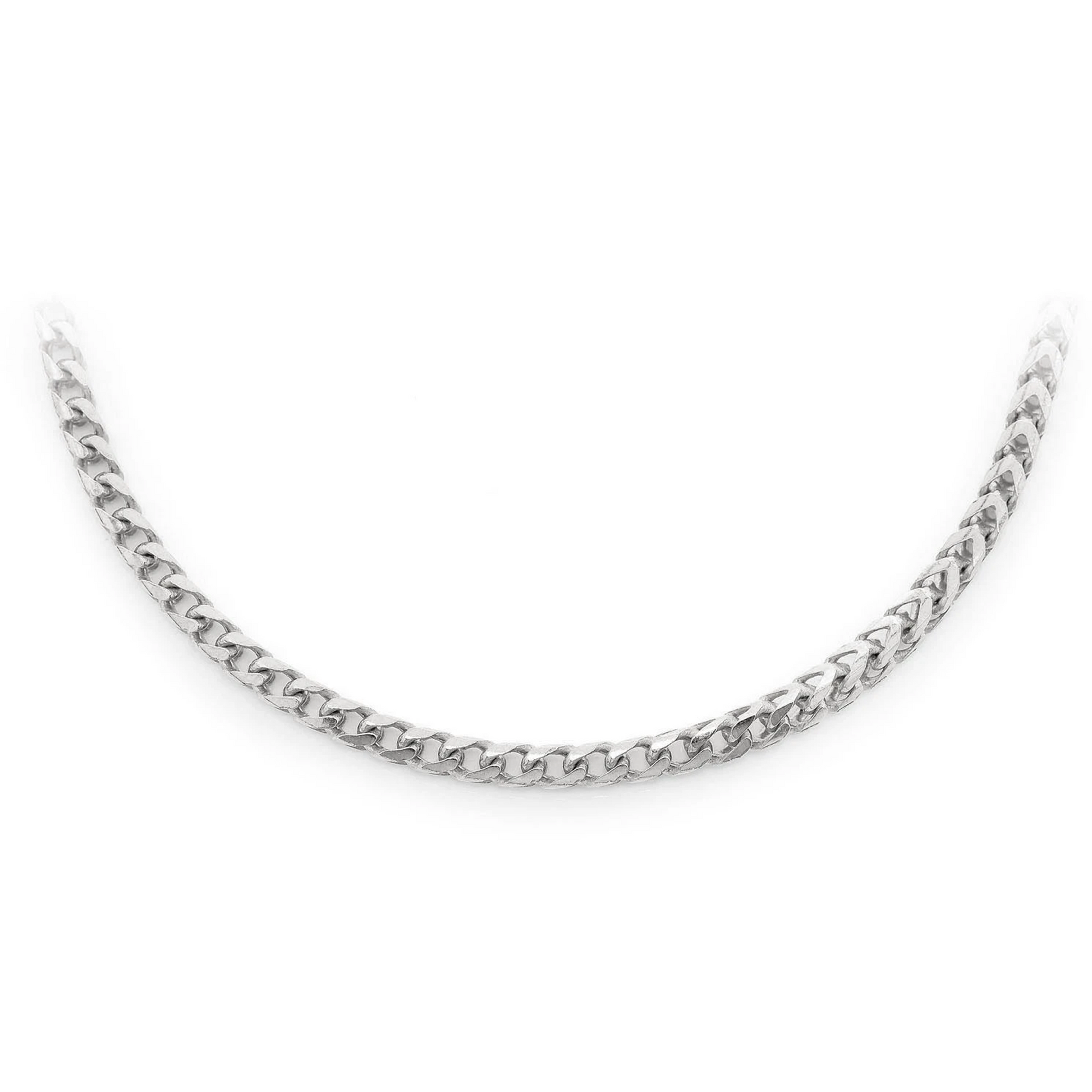 Franco Gold Chain in 14K white gold, 2.5mm width, front view