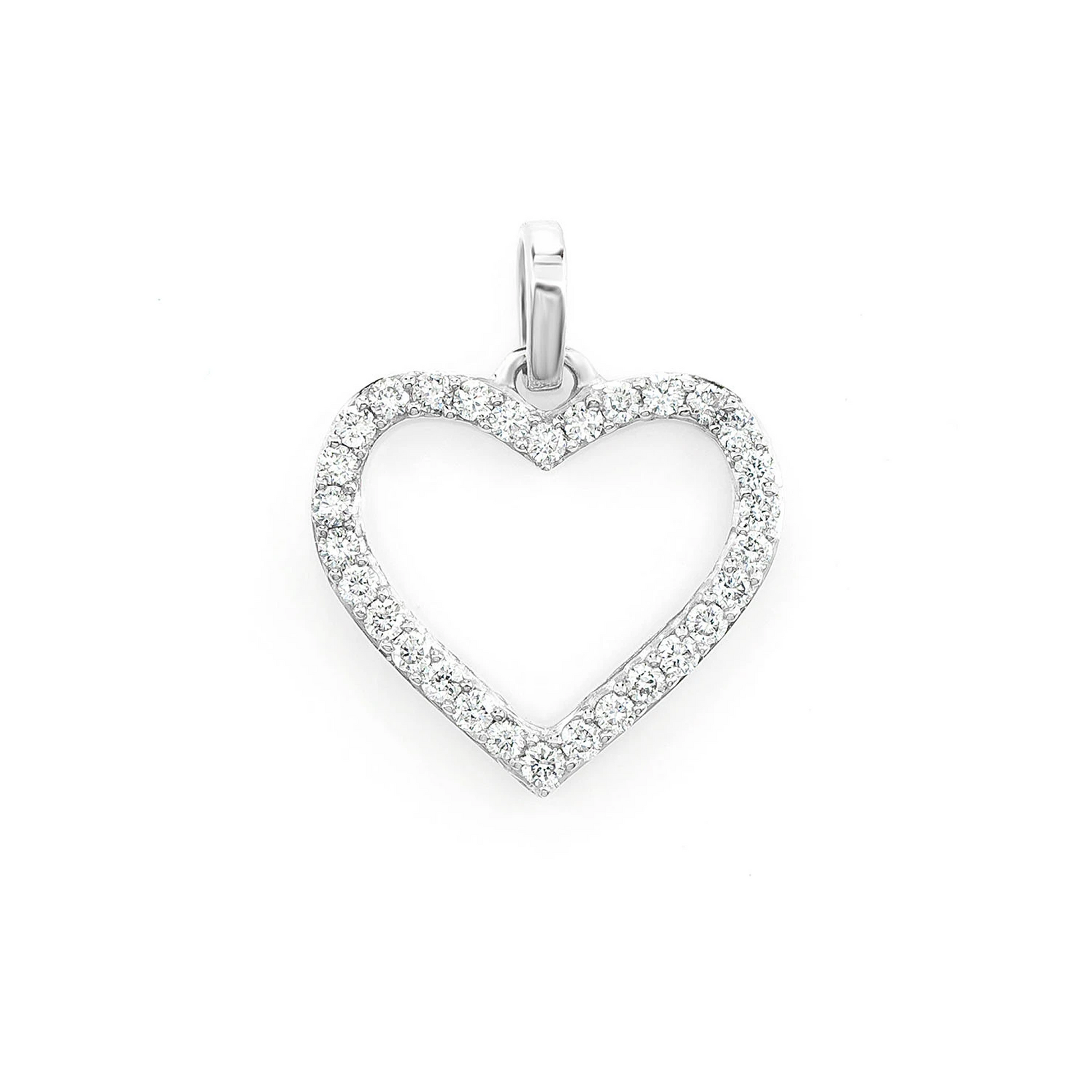 Open Heart Pendant in 14K white gold, front view