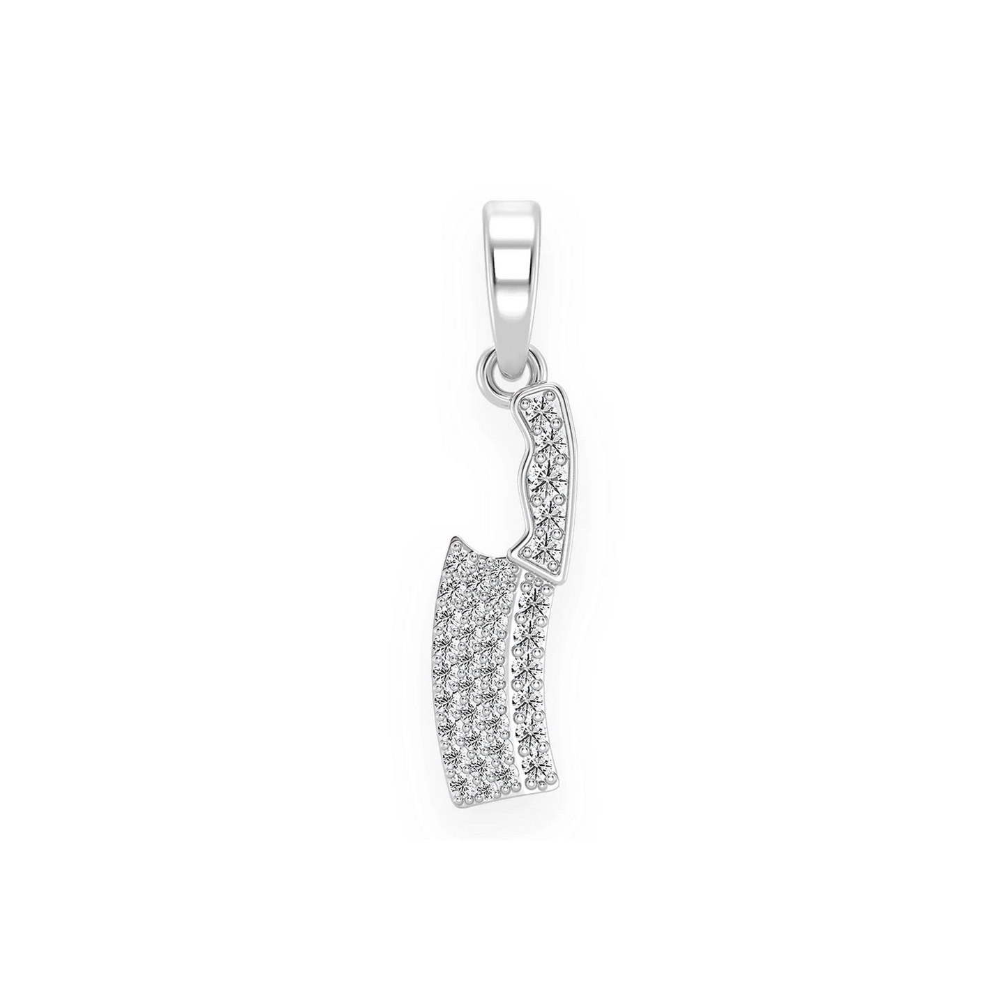 Butcher Knife Diamond Pendant in 14K white gold, front view