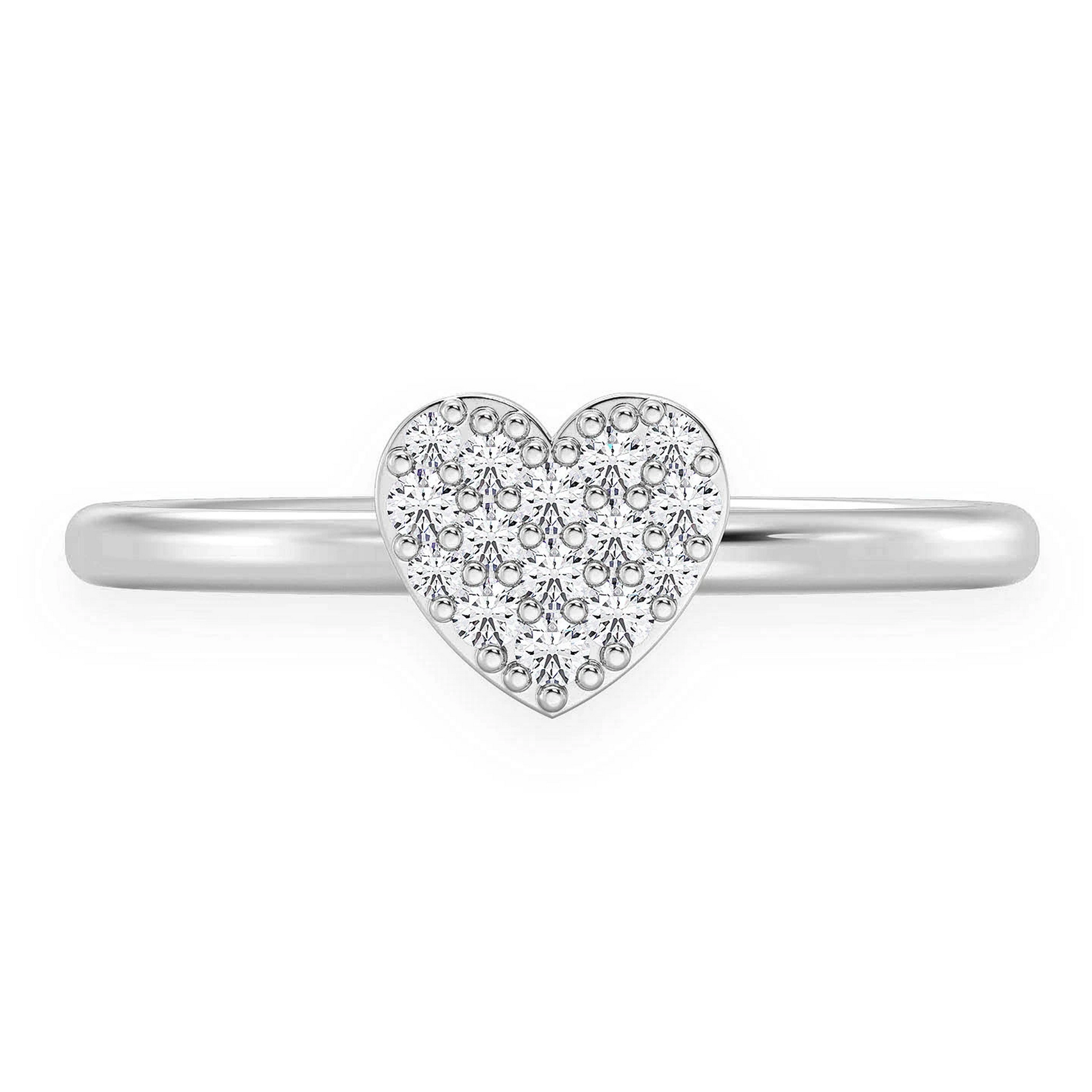 Bubbly Heart Diamond Ring in 14K white gold, 0.10ctw, front view