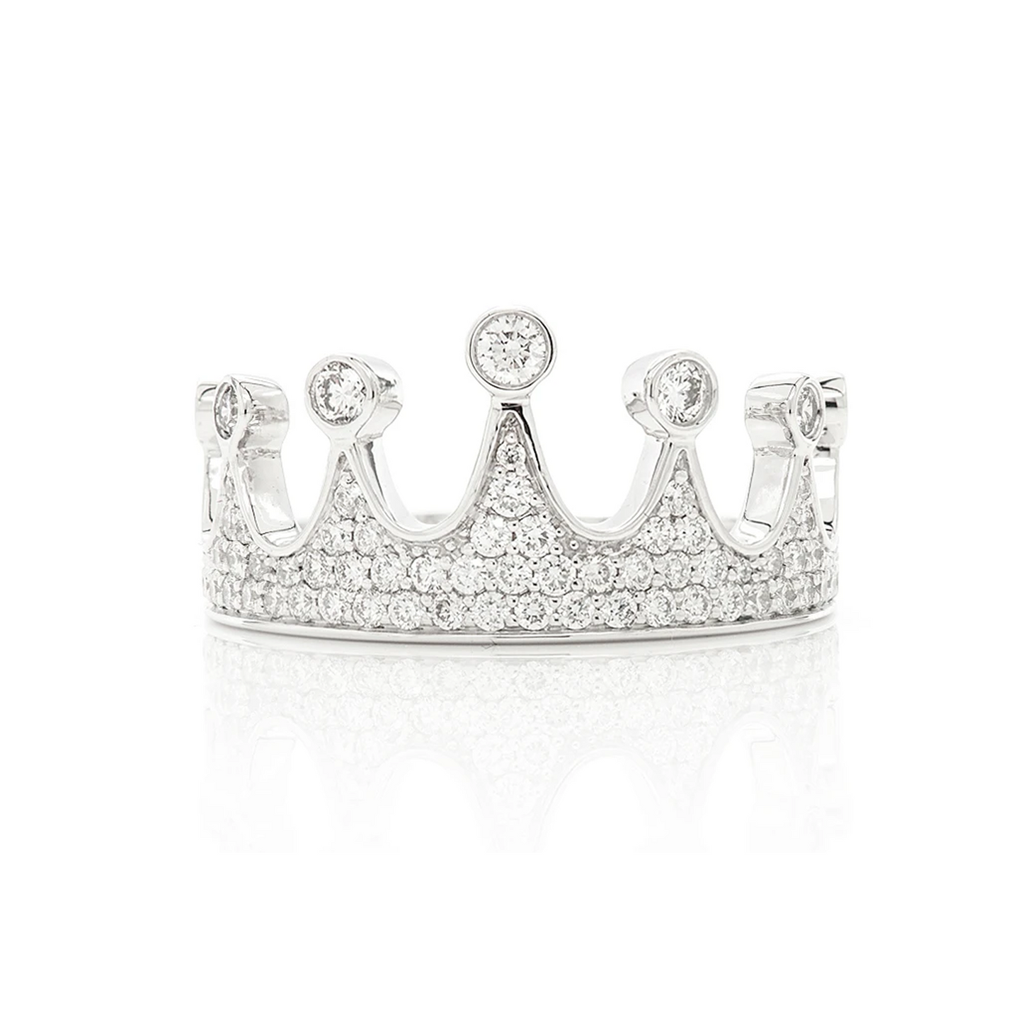 Crown Diamond Ring in 14K white gold, front view