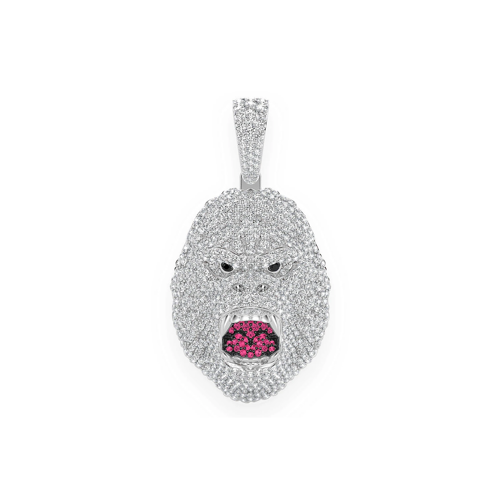 Gorilla Diamond Pendant in 14K white gold, front view