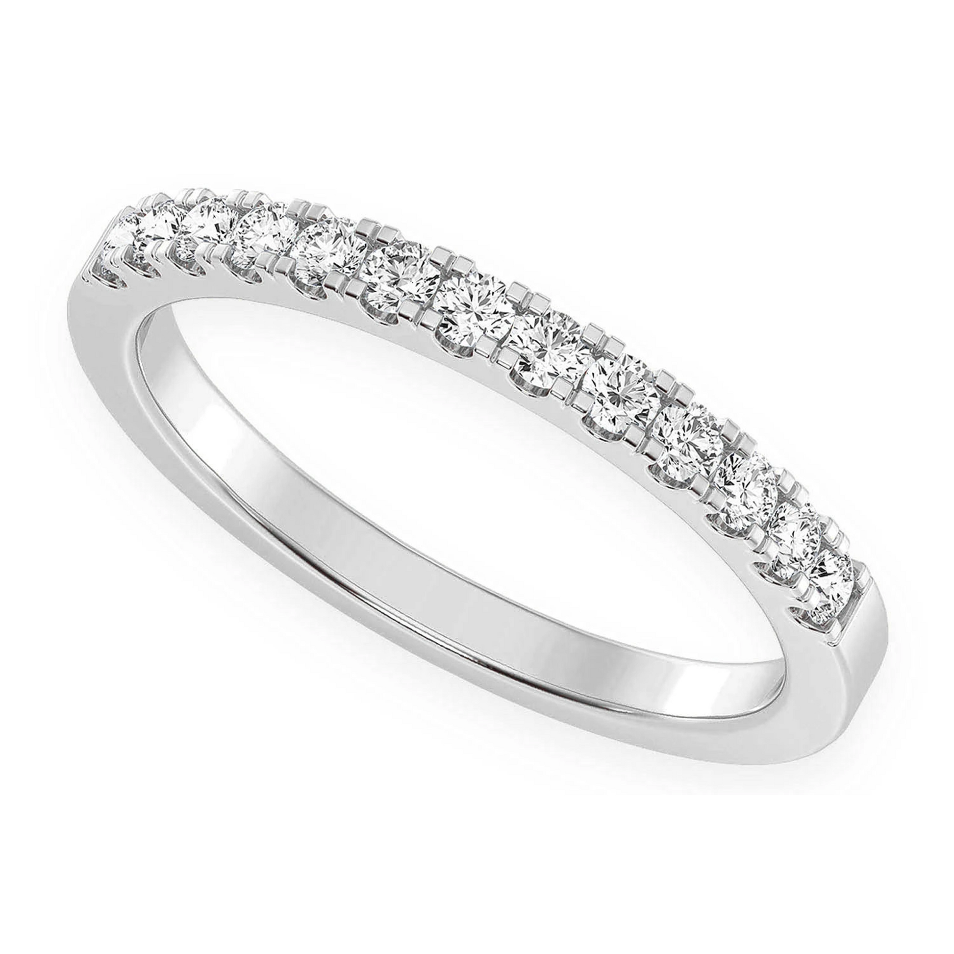 Wide Single Row Band Ring in 14K white gold, front view