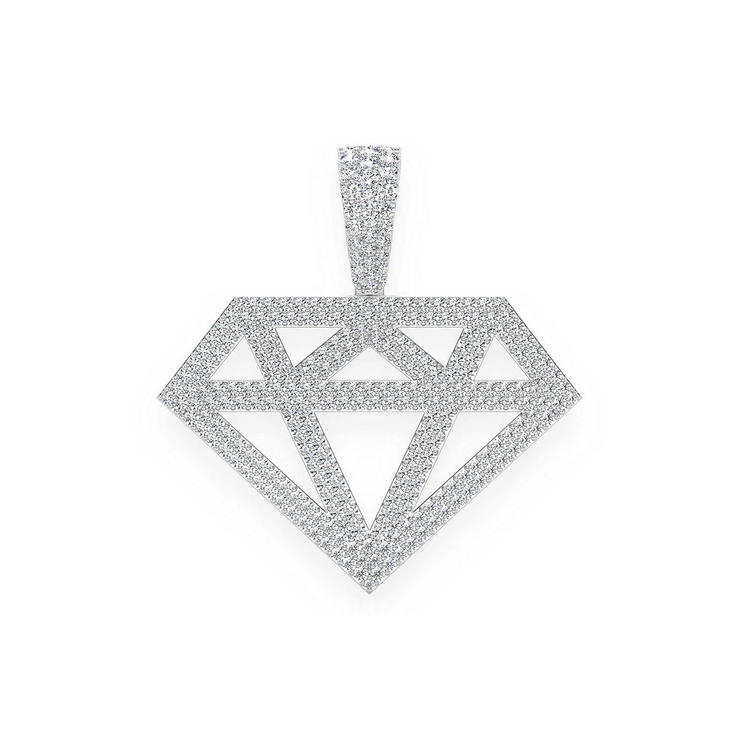 Diamond Silhouette Pendant in 14K white gold, Statement | 2.50ctw, front view
