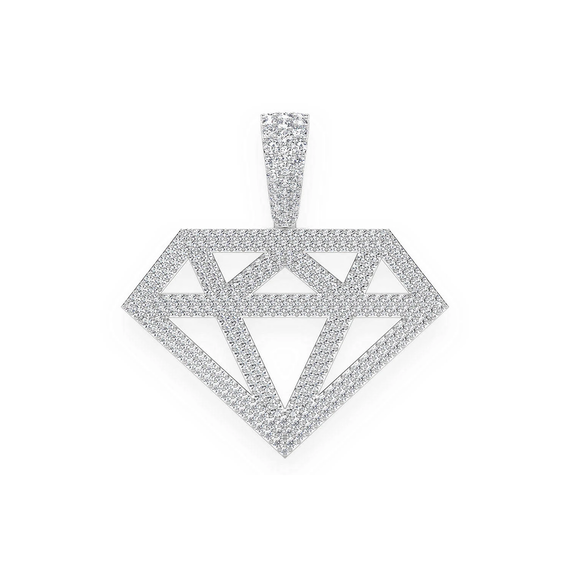 Diamond Silhouette Pendant in 14K white gold, Statement | 2.50ctw, front view