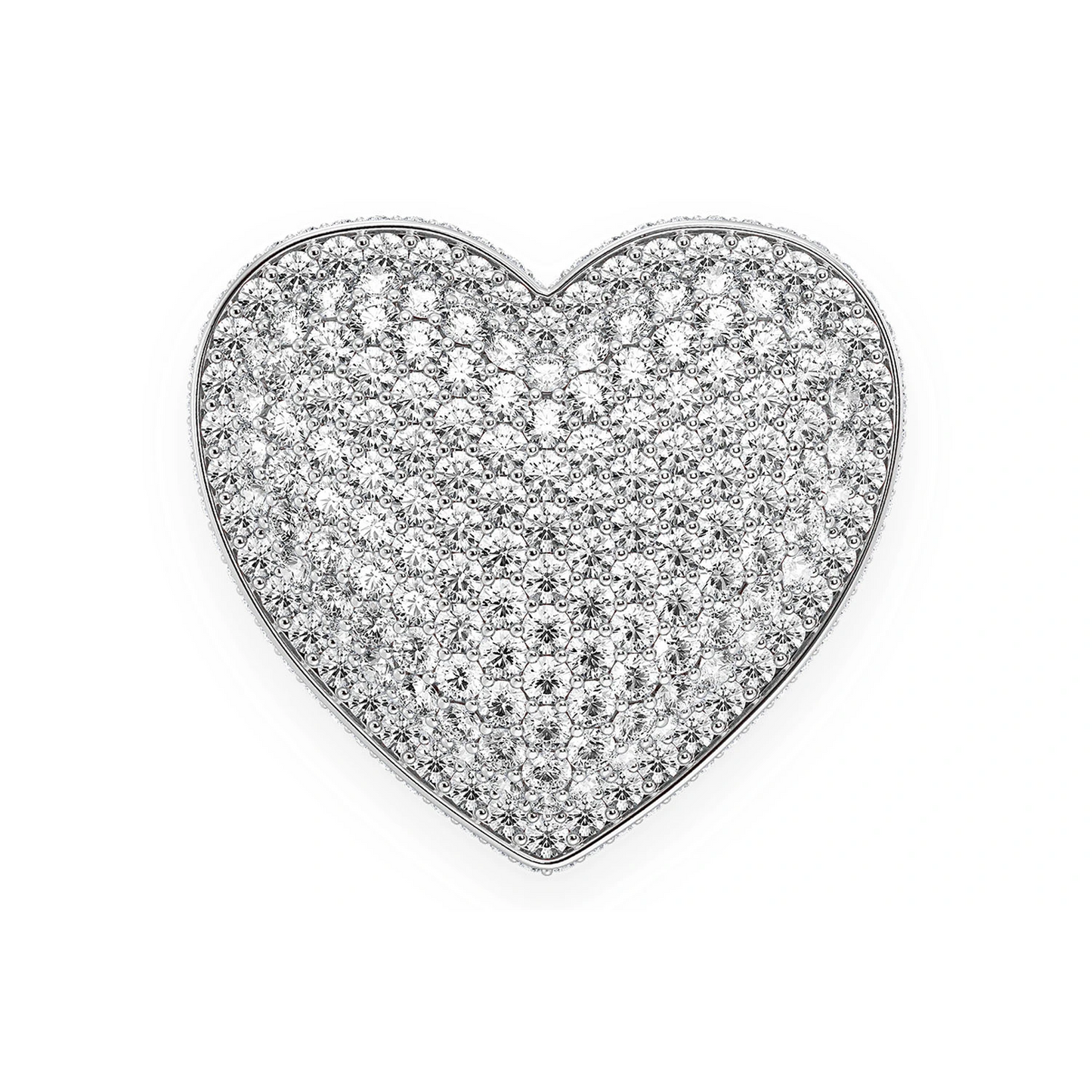 Deluxe Bubbly Heart Signet Ring in 14K white gold, front view