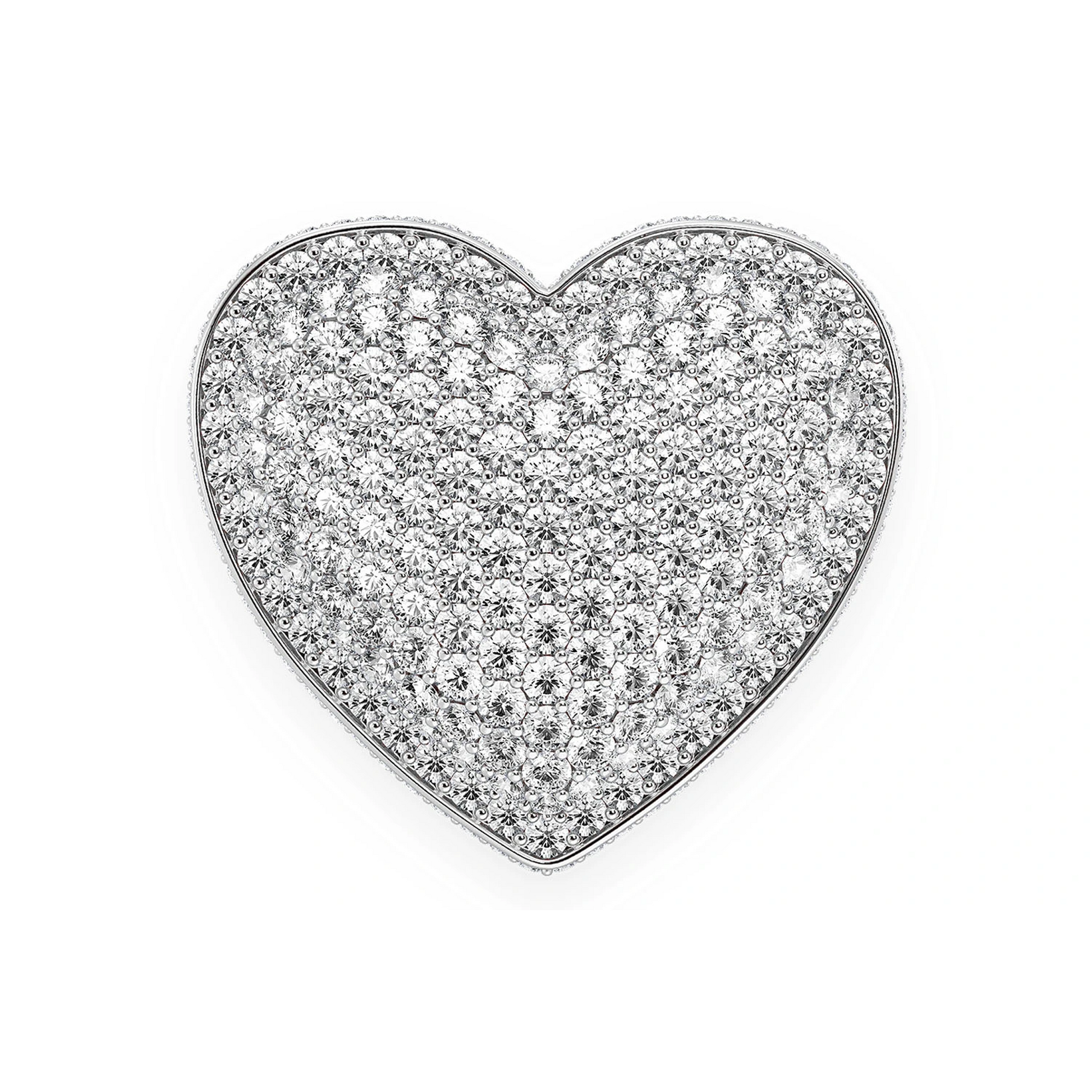 Deluxe Bubbly Heart Signet Ring in 14K white gold, front view