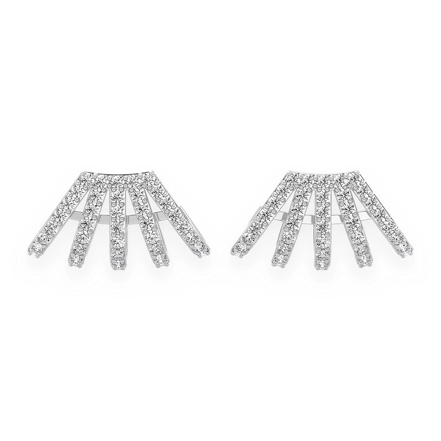 Five Row Diamond Ear Cuffs in 14K white gold, front view