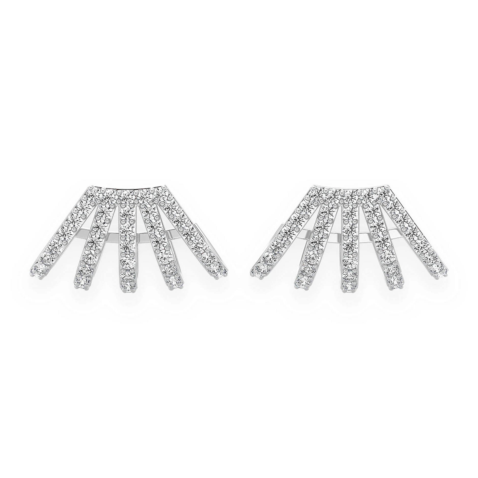Five Row Diamond Ear Cuffs in 14K white gold, front view