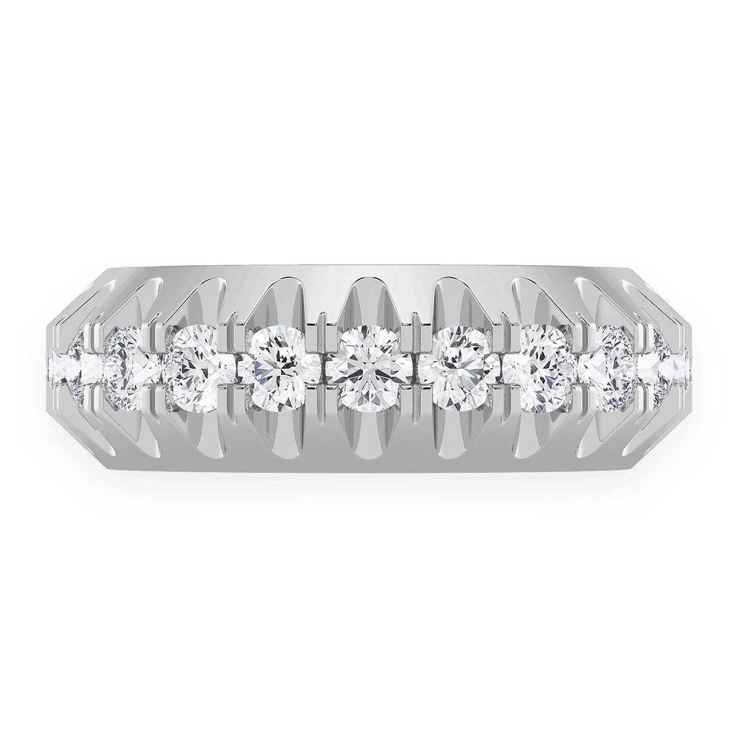 Pyramid Diamond Band in 14K white gold, front view