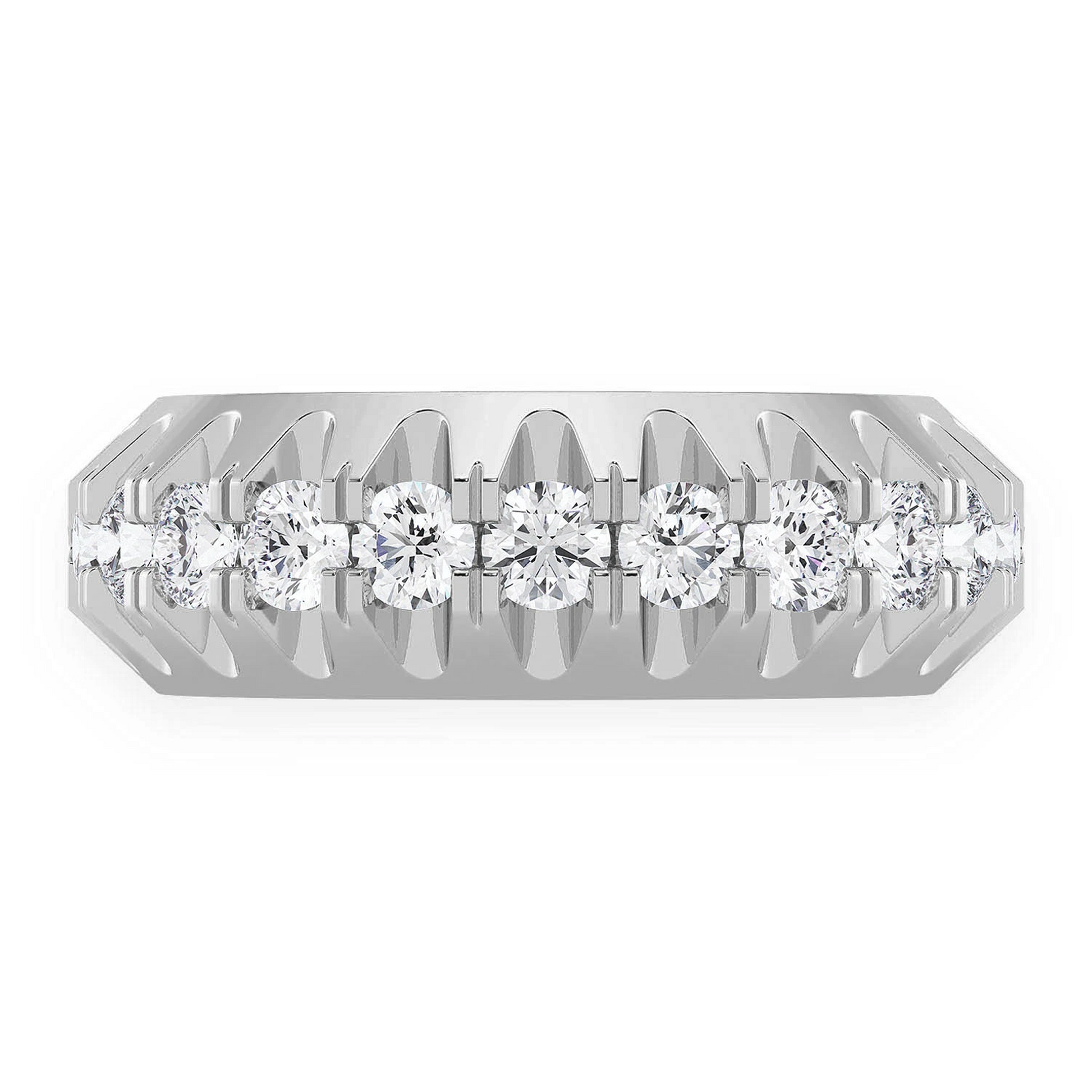 Pyramid Diamond Band in 14K white gold, front view