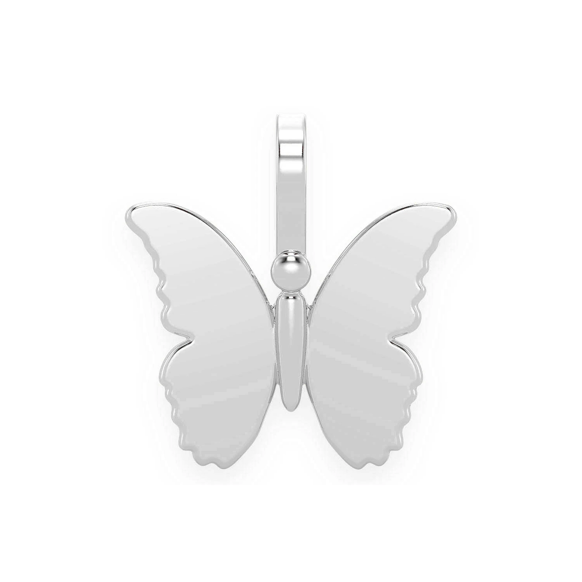 Butterfly Pendant in 14K white gold, Pure | Solid Gold, front view