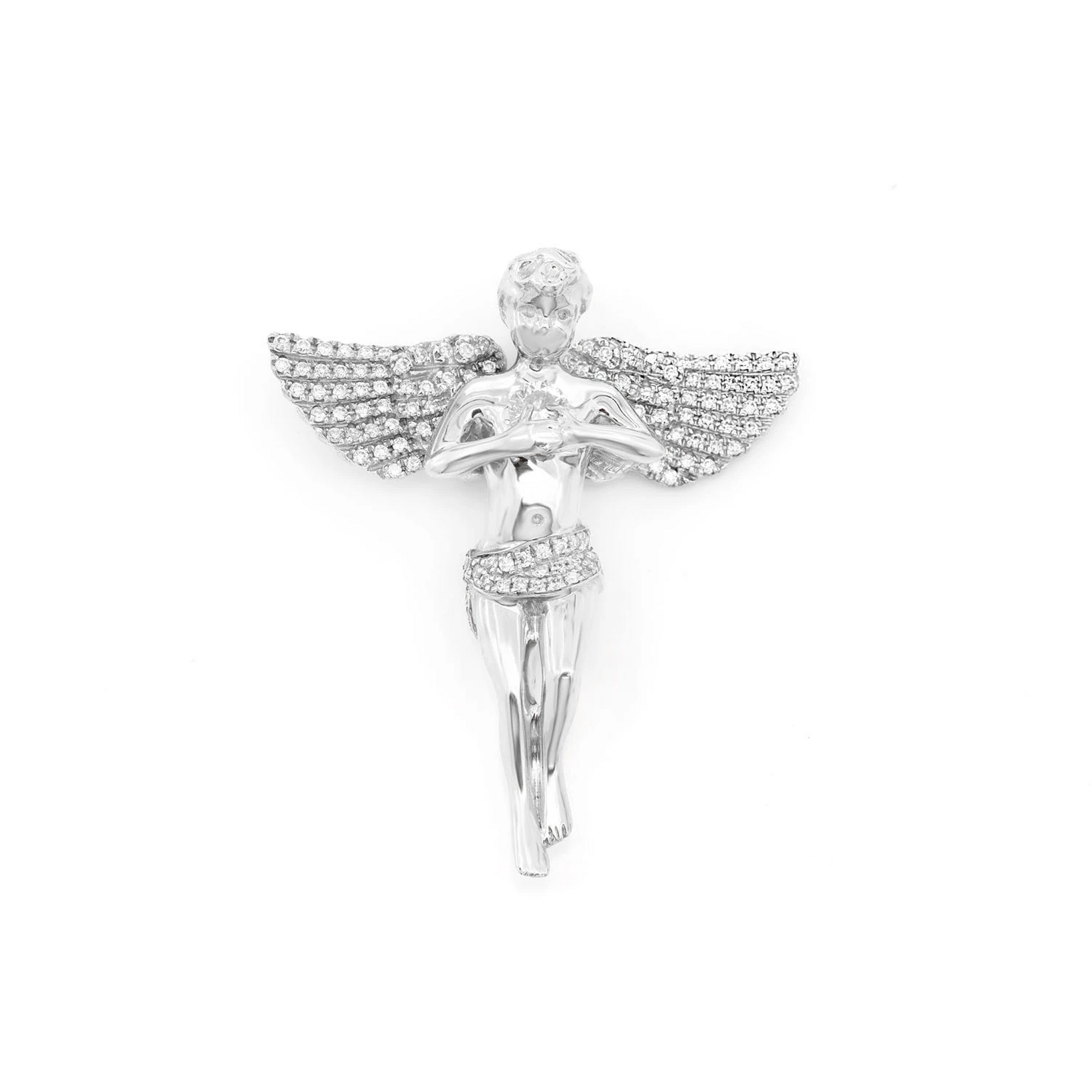Angel Diamond Pendant in 14K white gold, front view