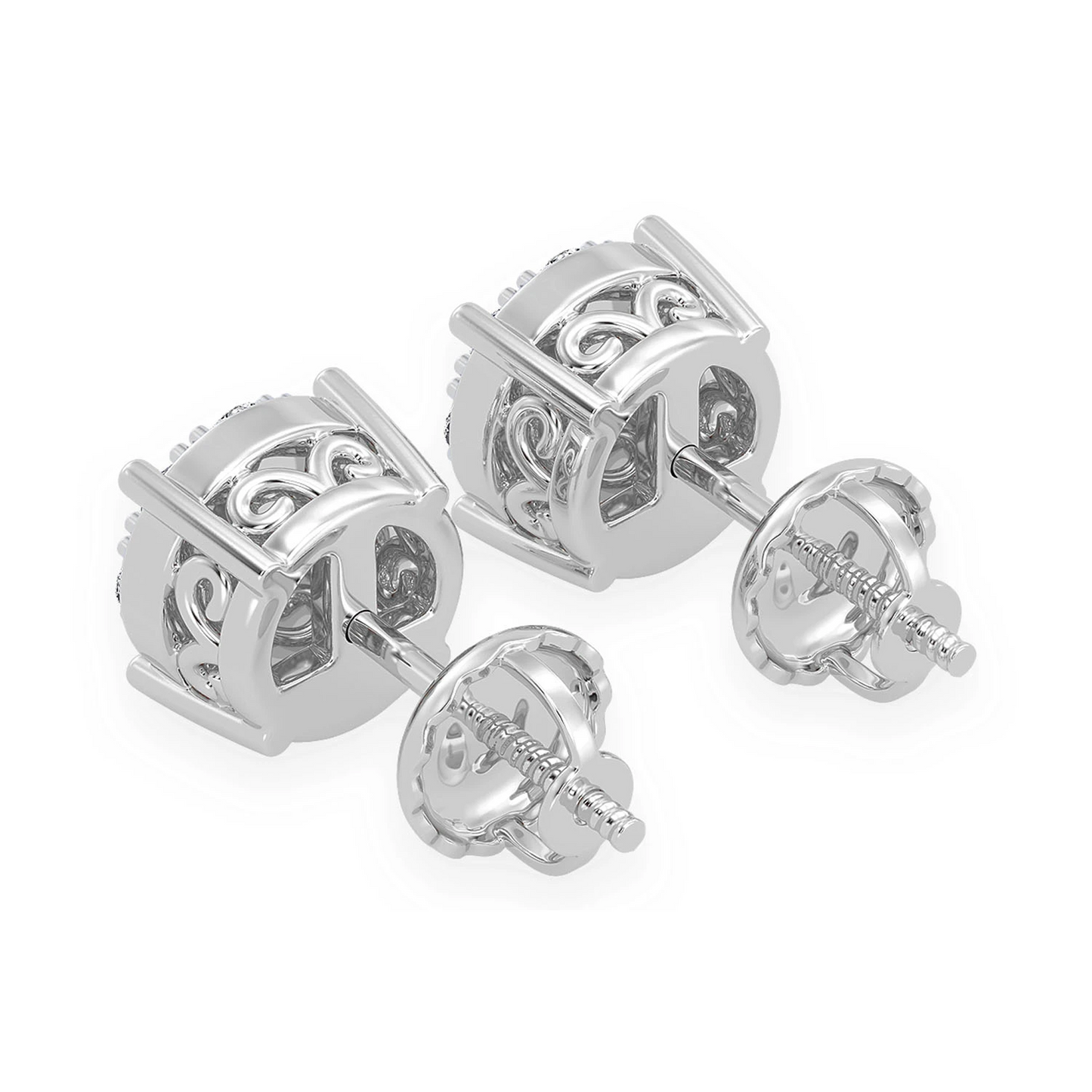 Mosaic Diamond Studs in 14K white gold, 0.50ctw, alternate view