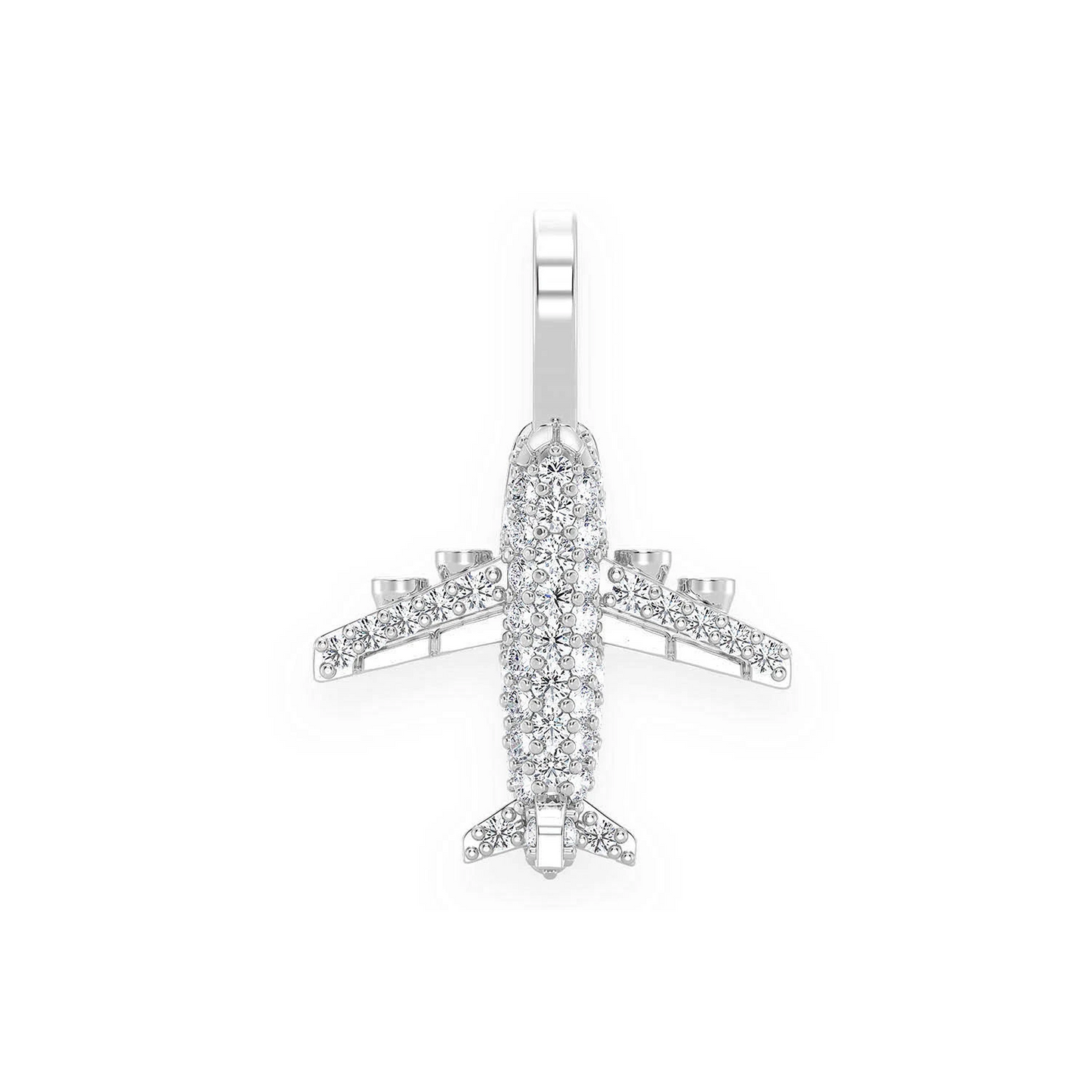 Airplane Diamond Pendant in 14K white gold, front view