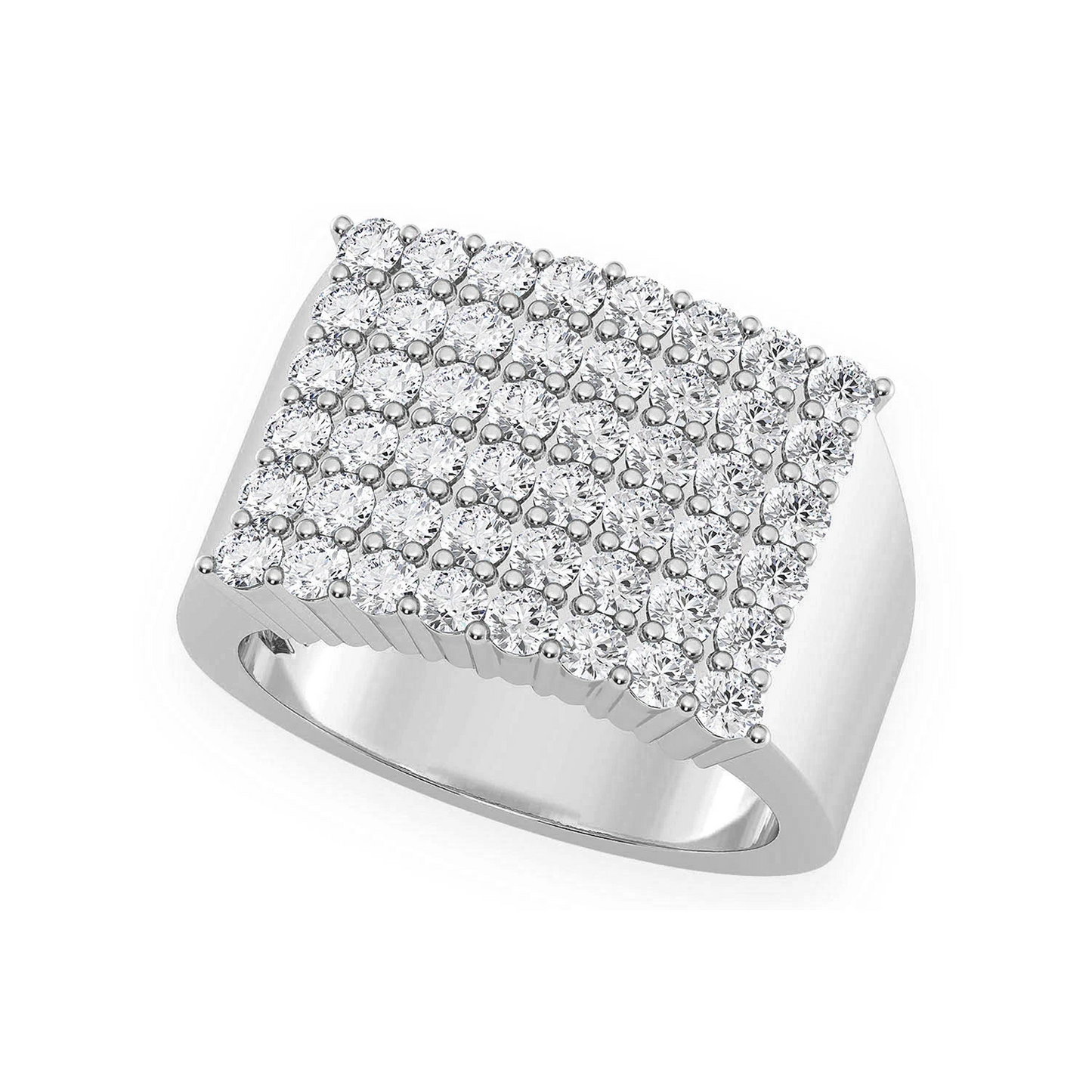 Curved Rectangle Diamond Ring in 14K white gold, angled view
